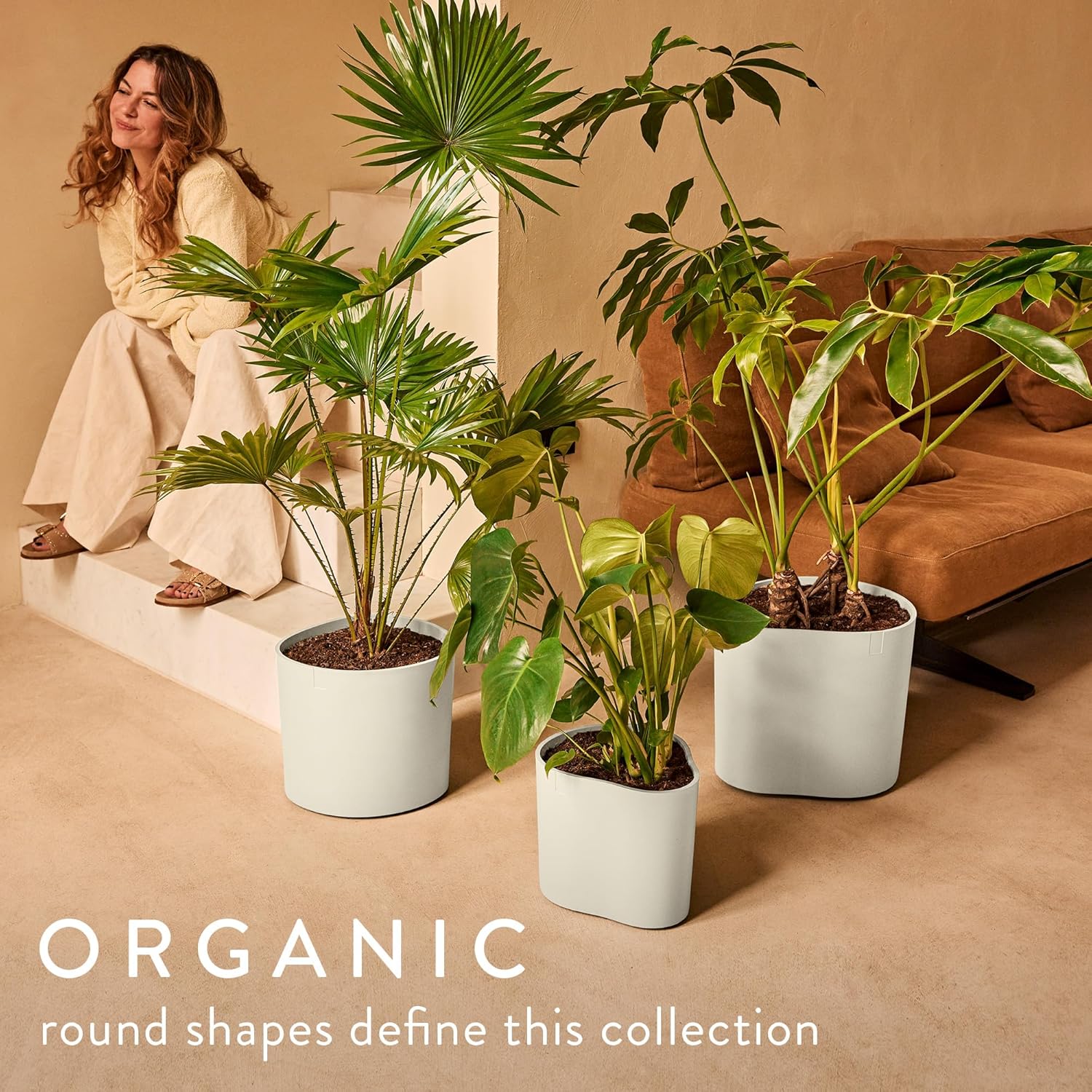 Eden Aquacare High 40cm Indoor / Outdoor Plant Pot - Linen White - Image 3
