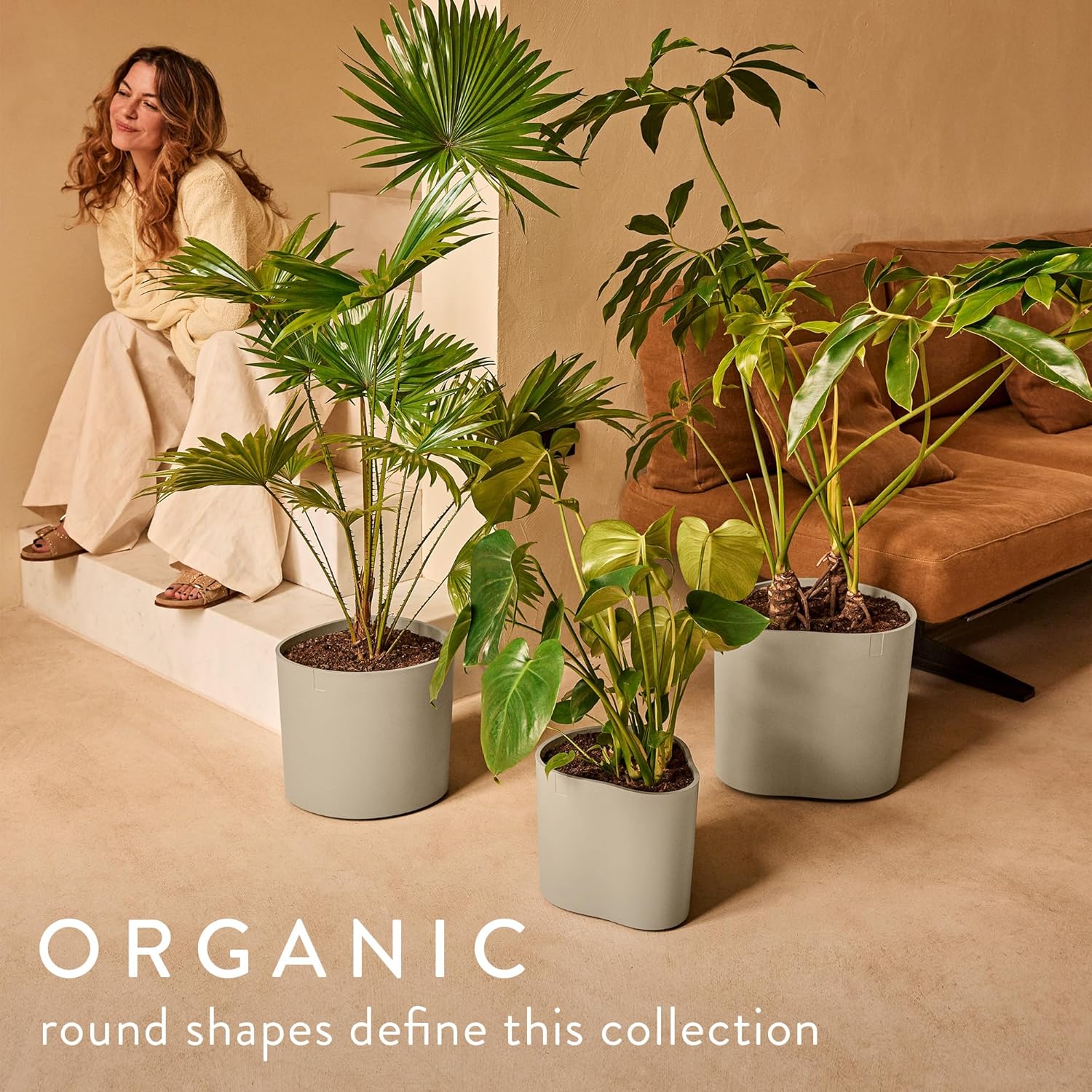 Eden Aquacare Low 40cm Indoor / Outdoor Plant Pot - Soft Taupe - Image 4