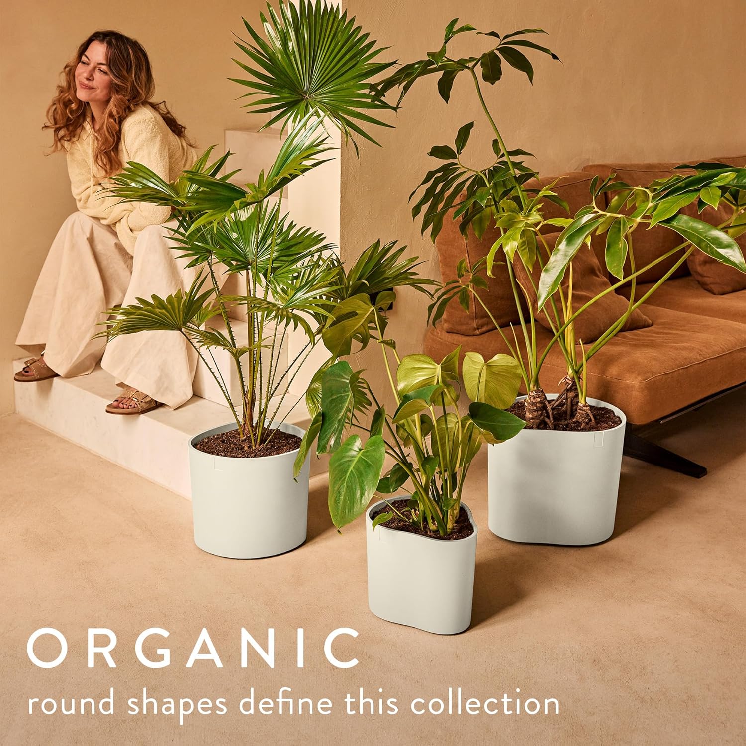 Eden Aquacare Medium 40cm Indoor / Outdoor Plant Pot - White Linen - Image 3