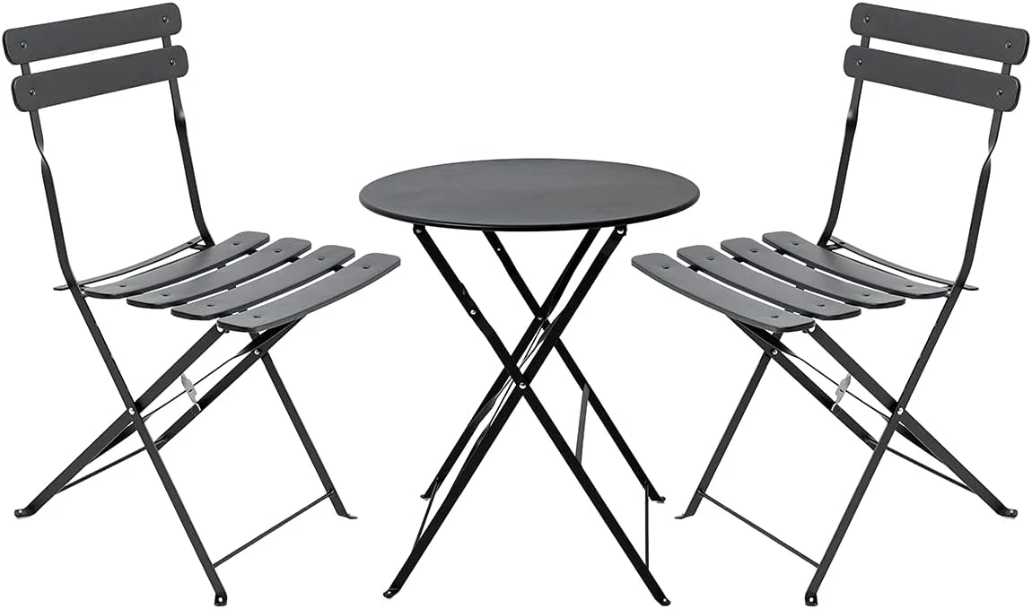 Eve Black Metal Folding Bistro Set - Image 3