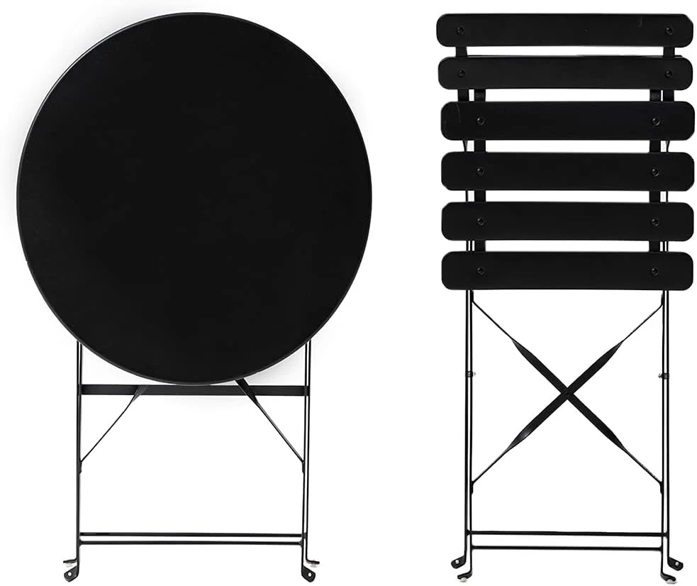Eve Black Metal Folding Bistro Set - Image 4