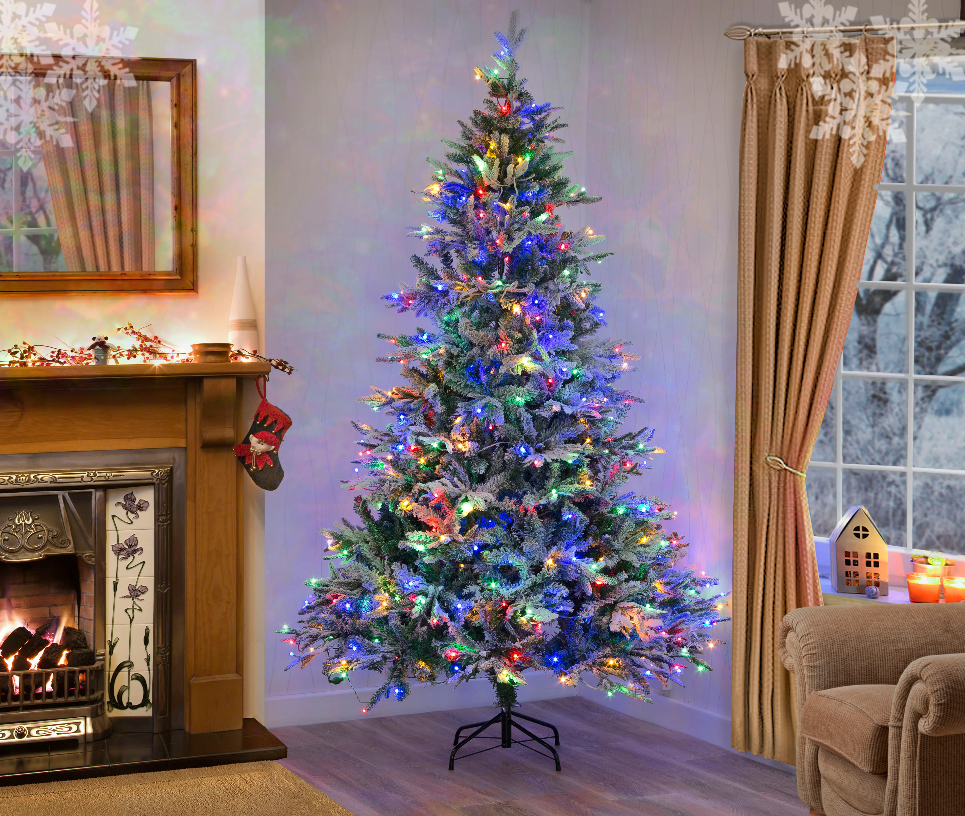 Lapland Fir Pre- Lit Christmas Tree 5ft/150cm - Multicoloured LEDs - Image 8