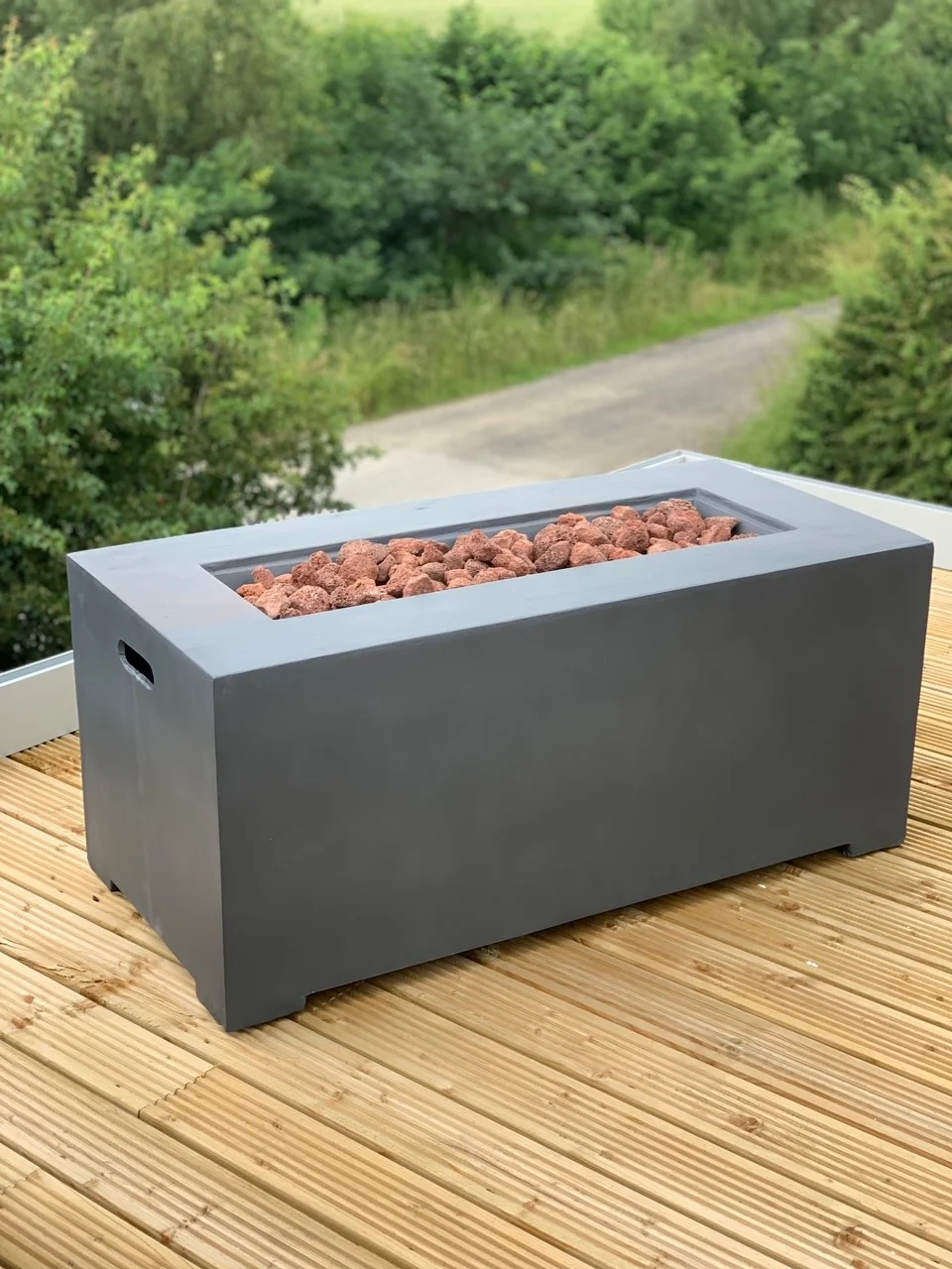 106cm Rectangular Modern Fire Pit Table Concrete with Cover - Image 3