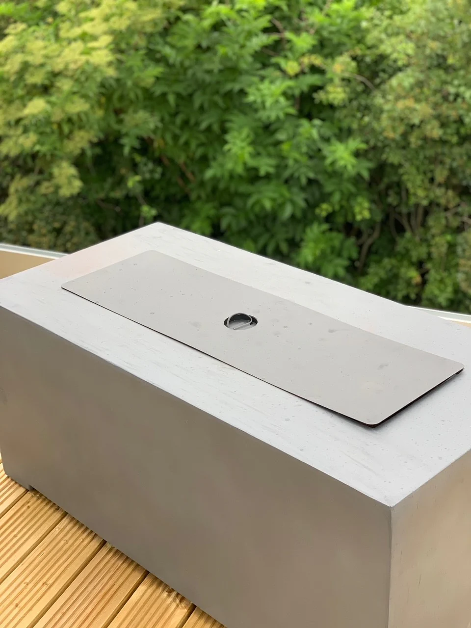 106cm Rectangular Modern Fire Pit Table Concrete with Cover - Image 4