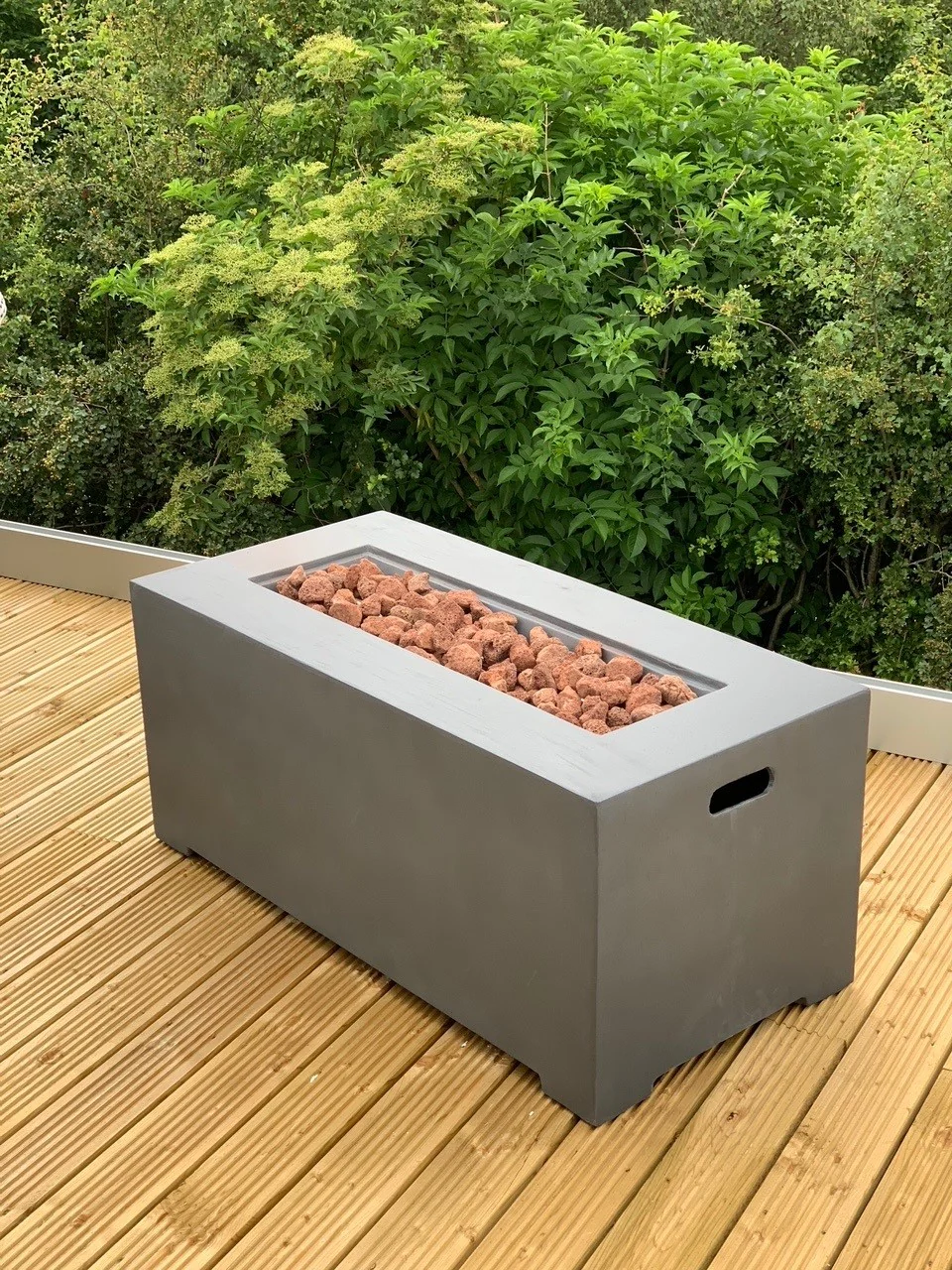106cm Rectangular Modern Fire Pit Table Concrete with Cover - Image 6