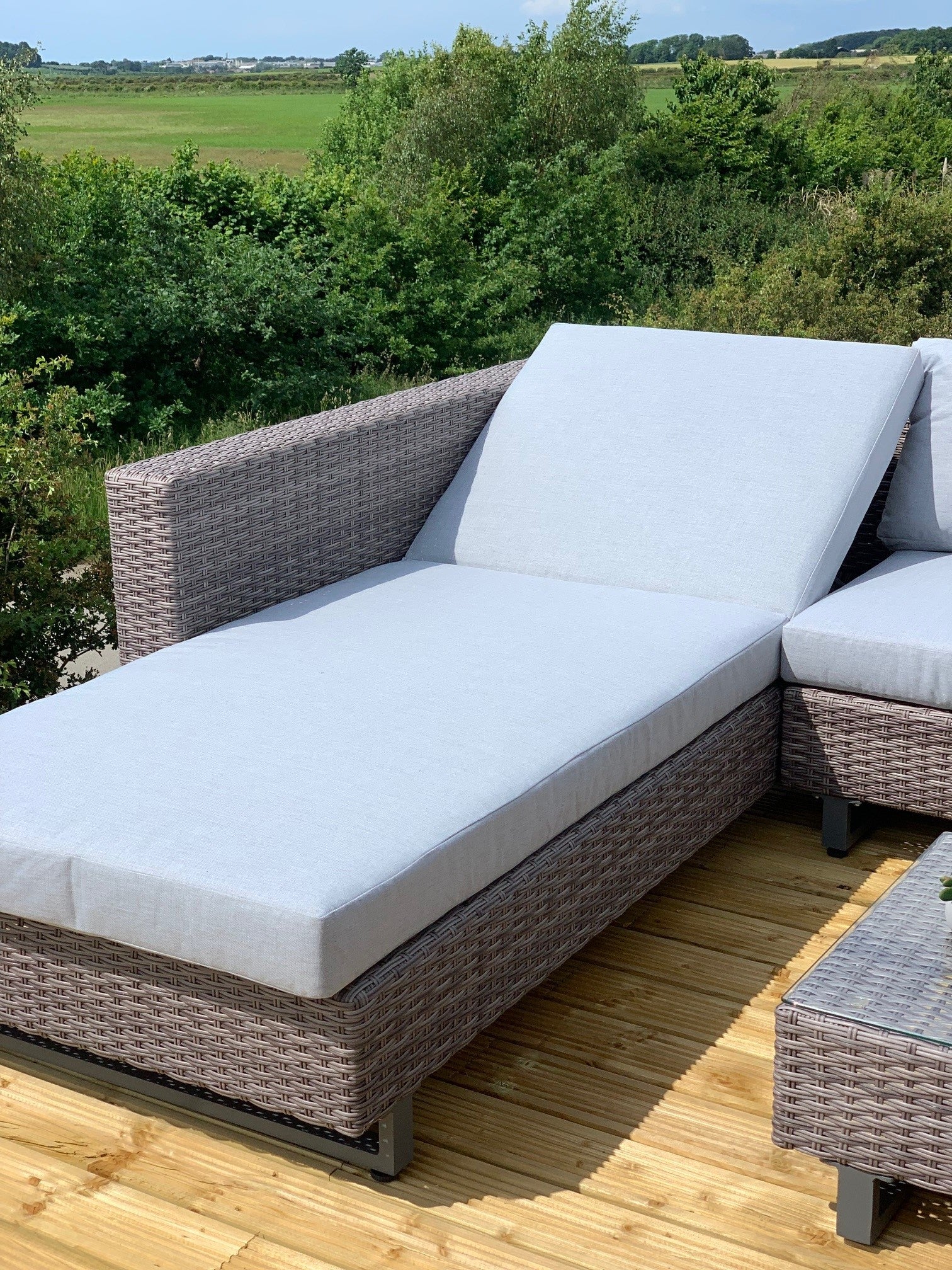 Bahama Corner Sofa Sun Lounger Rattan Set - Grey - Image 6