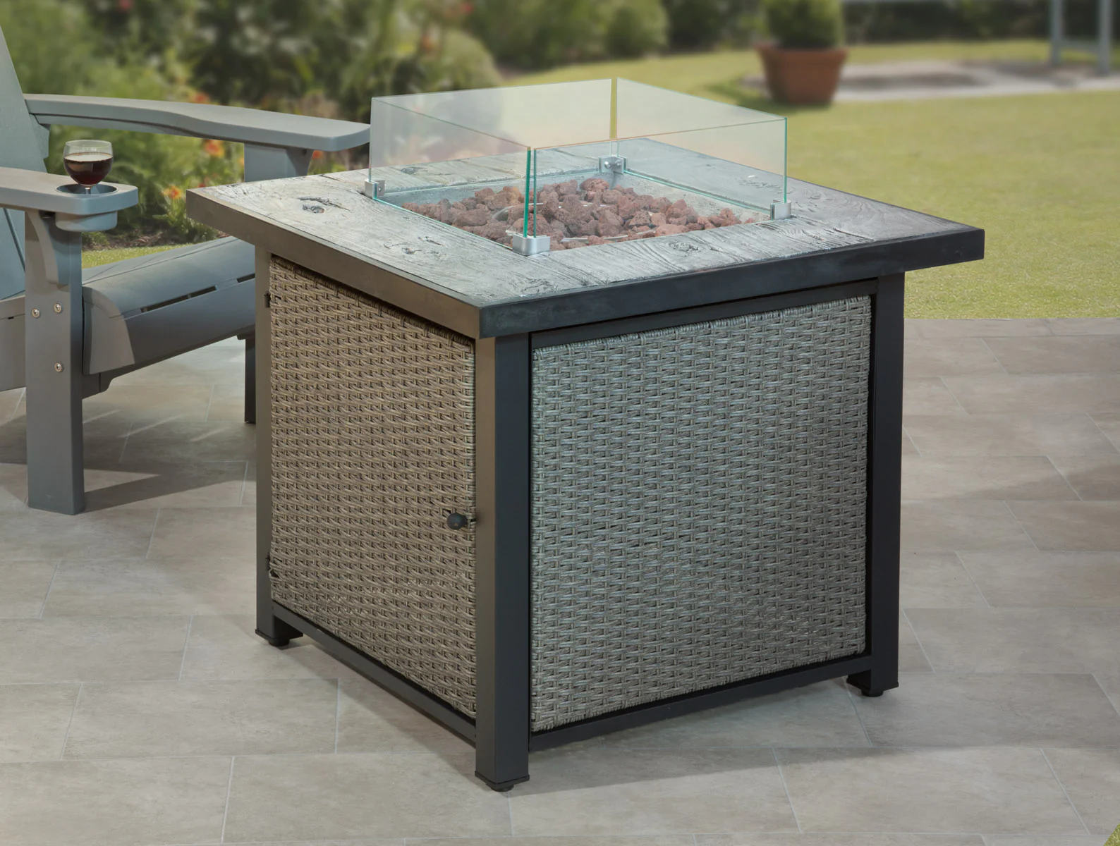 GSD Fire Pit Table Concrete Top Glass Screen - DAMAGED BOX - Image 3