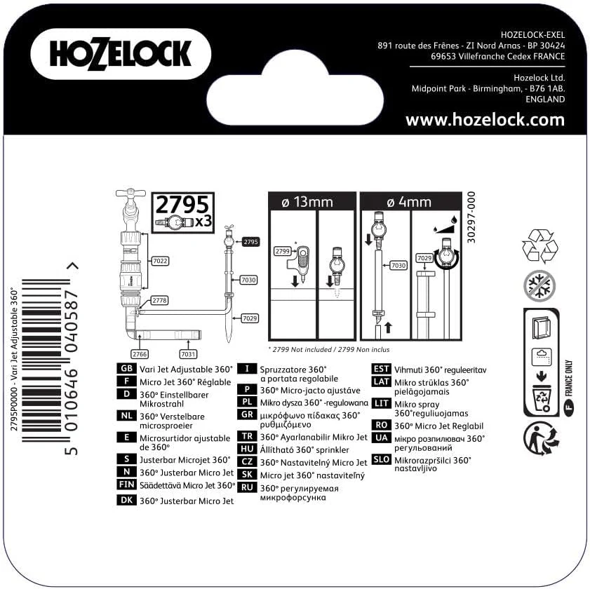 Hozelock 360 Degree Adjustable Micro Jet, Pack of 3 - Image 3