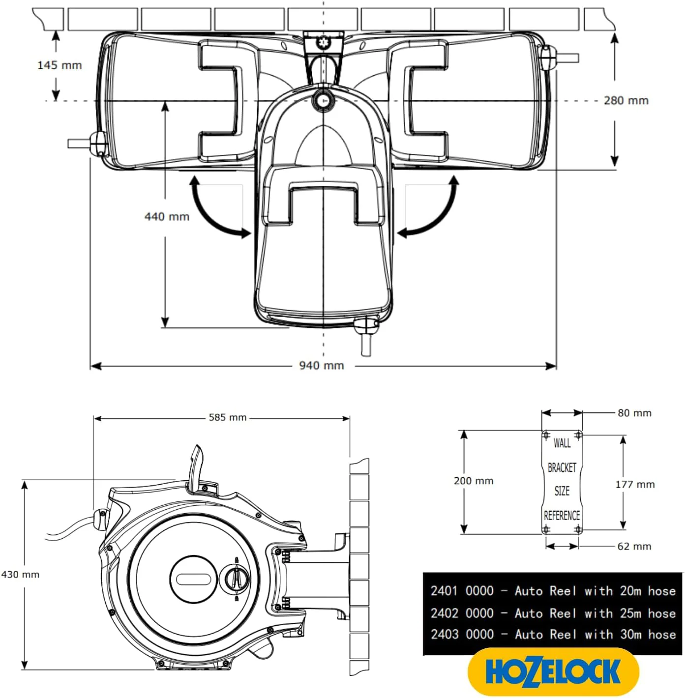Hozelock Auto Reel 20m Wall-Mounted Hose Reel - Image 12