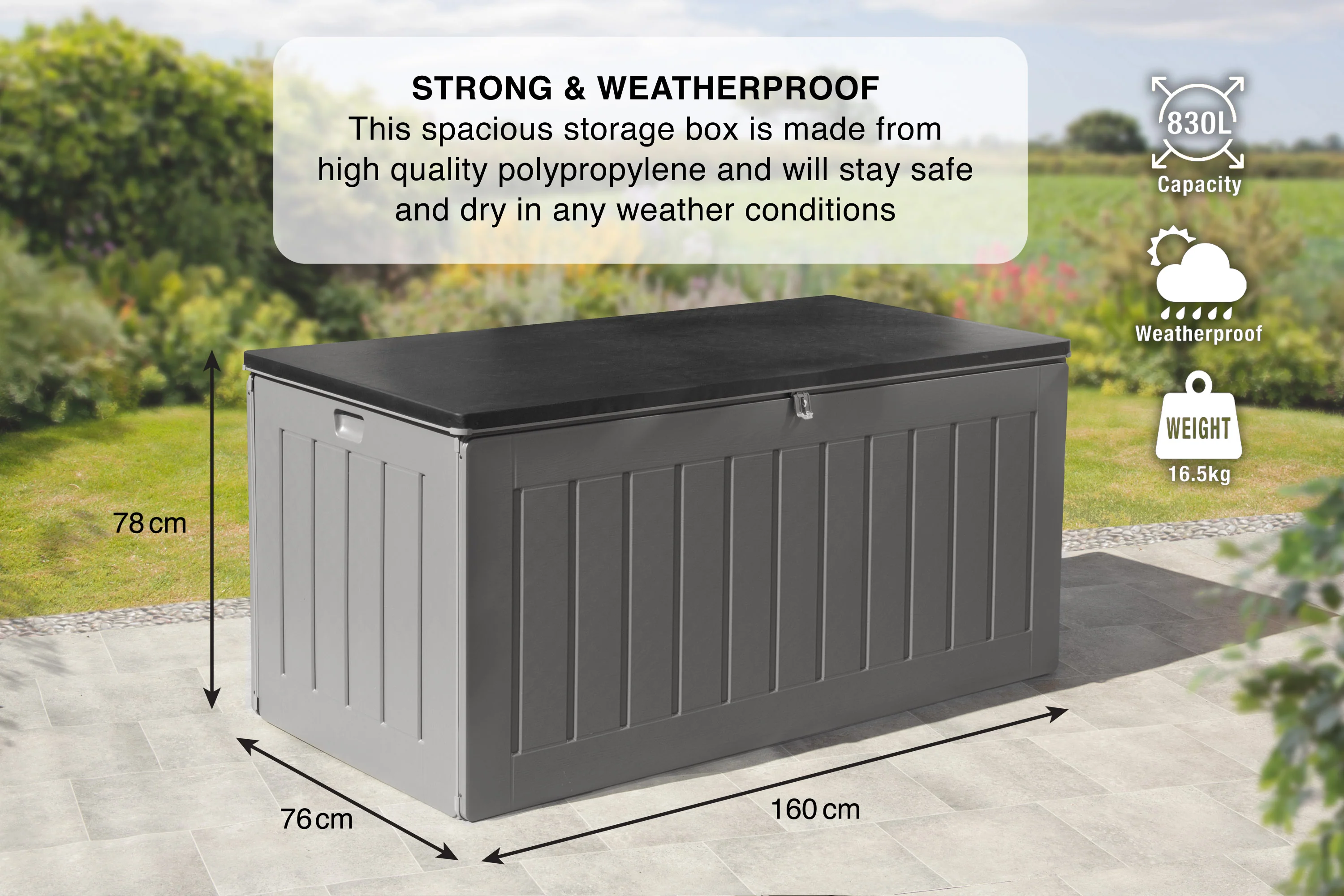 Huge Grey 830L Outdoor Storage Box - FAILED DELIVERY / TATTY BOX - Image 3