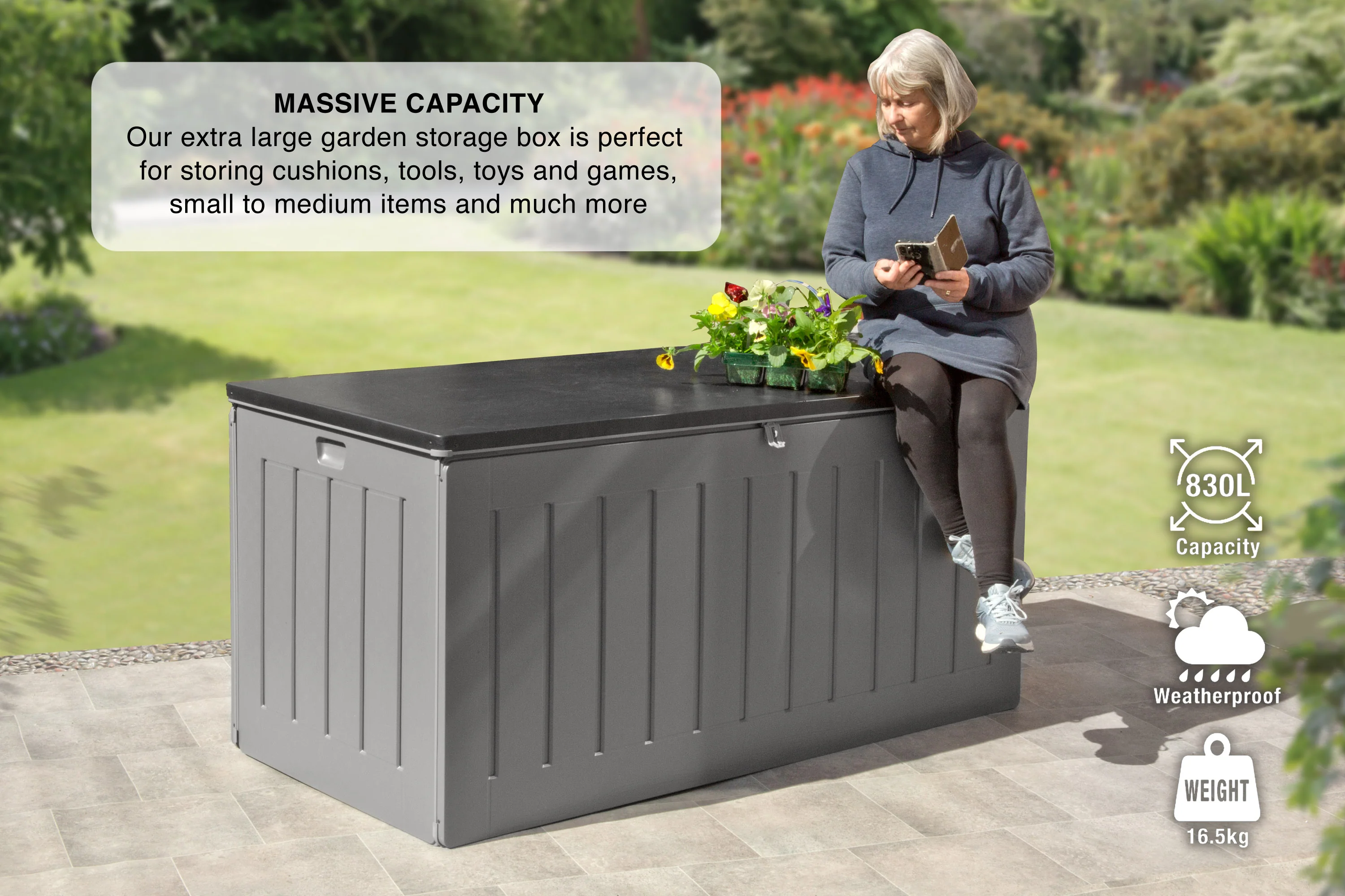Huge Grey 830L Outdoor Storage Box - FAILED DELIVERY / TATTY BOX - Image 5