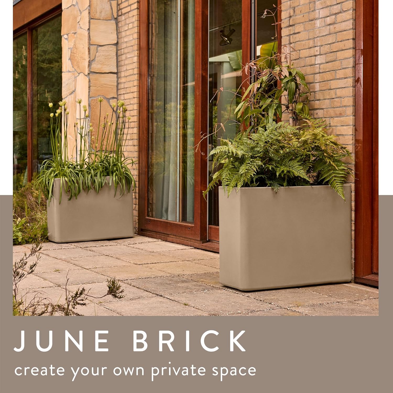 June Brick Divider 80cm Indoor / Outdoor Plant Pot - Balanced Beige - Image 2