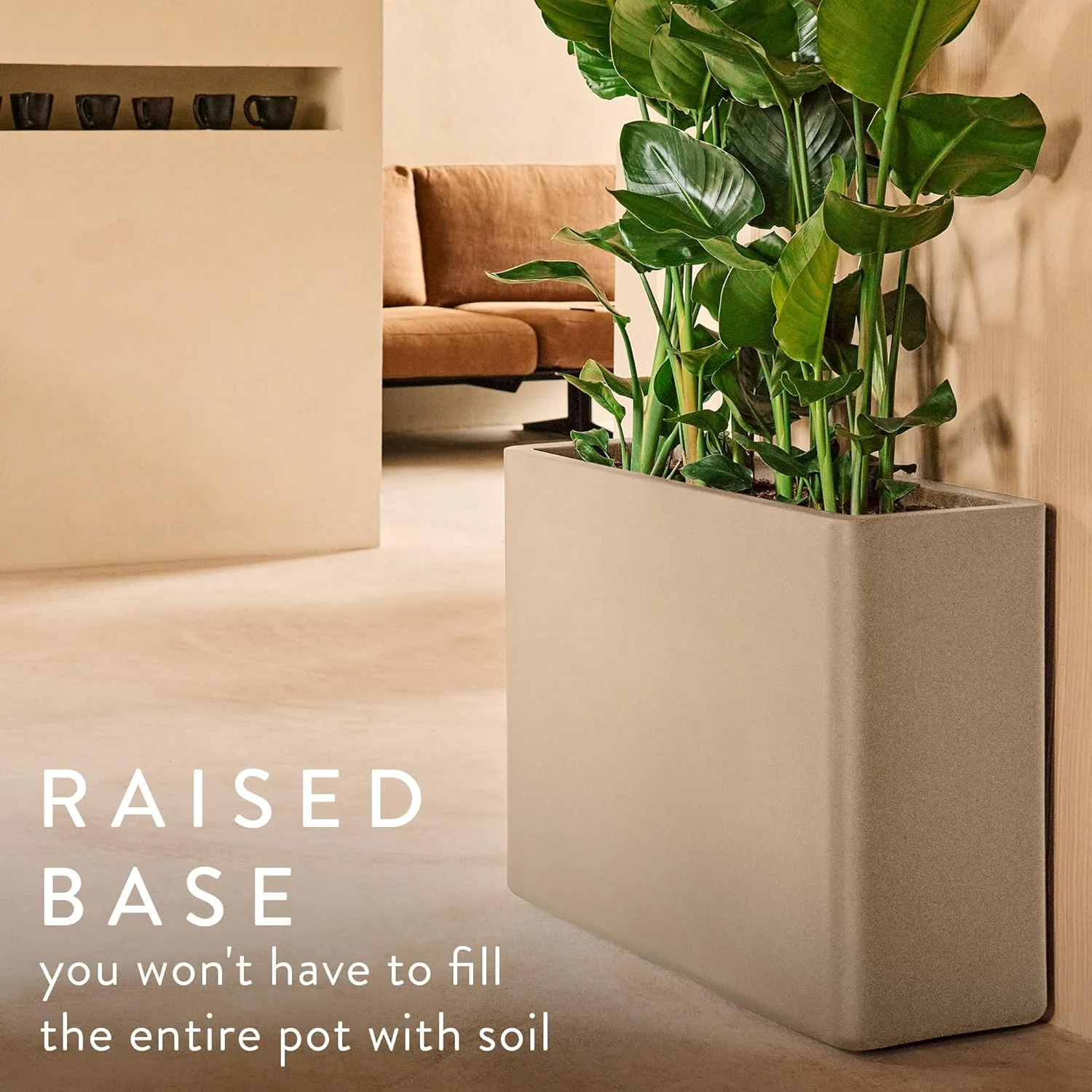 June Brick Divider 80cm Indoor / Outdoor Plant Pot - Balanced Beige - Image 3