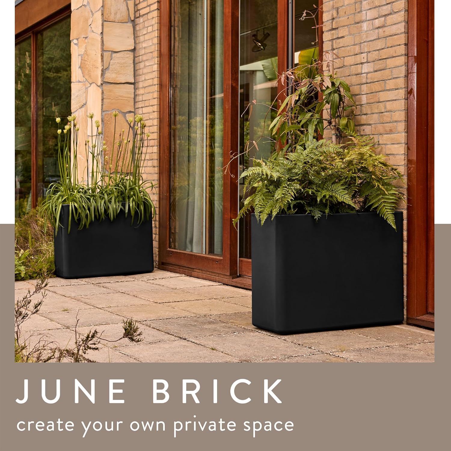 June Brick Divider 80cm Indoor / Outdoor Plant Pot - Black - Image 2