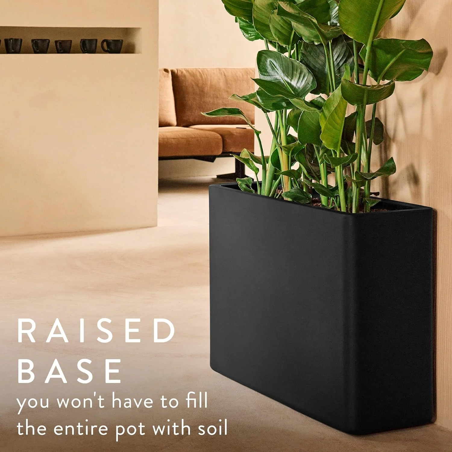 June Brick Divider 80cm Indoor / Outdoor Plant Pot - Black - Image 3