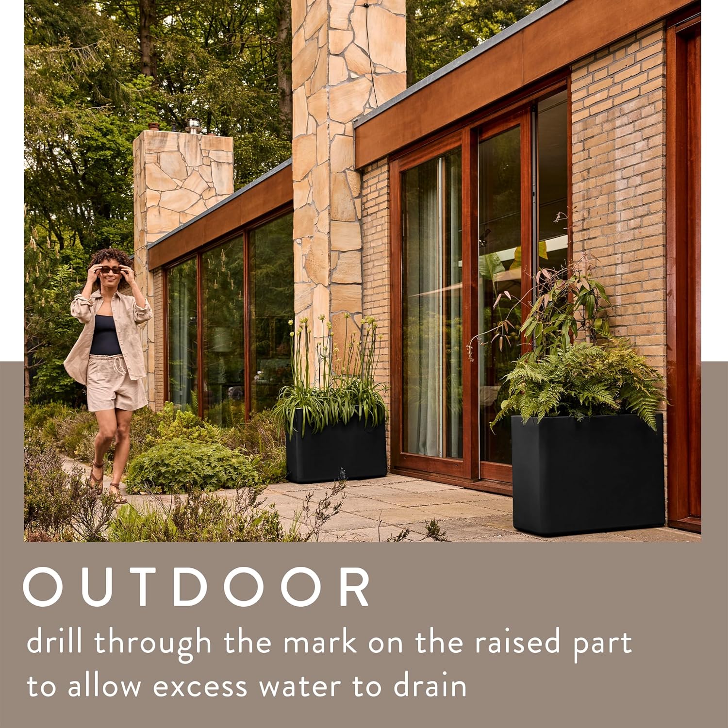 June Brick Divider 80cm Indoor / Outdoor Plant Pot - Black - Image 5
