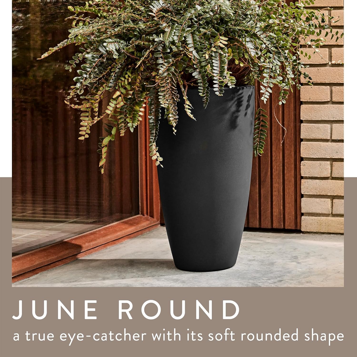 June Round High 40cm Indoor / Outdoor Plant Pot - Black - Image 2