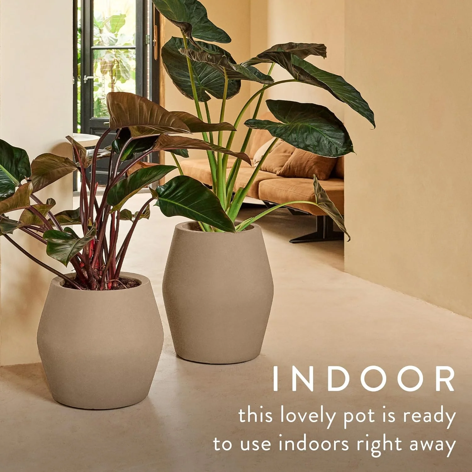 June Split 46cm High Indoor / Outdoor Pot - Balanced Beige - Image 4