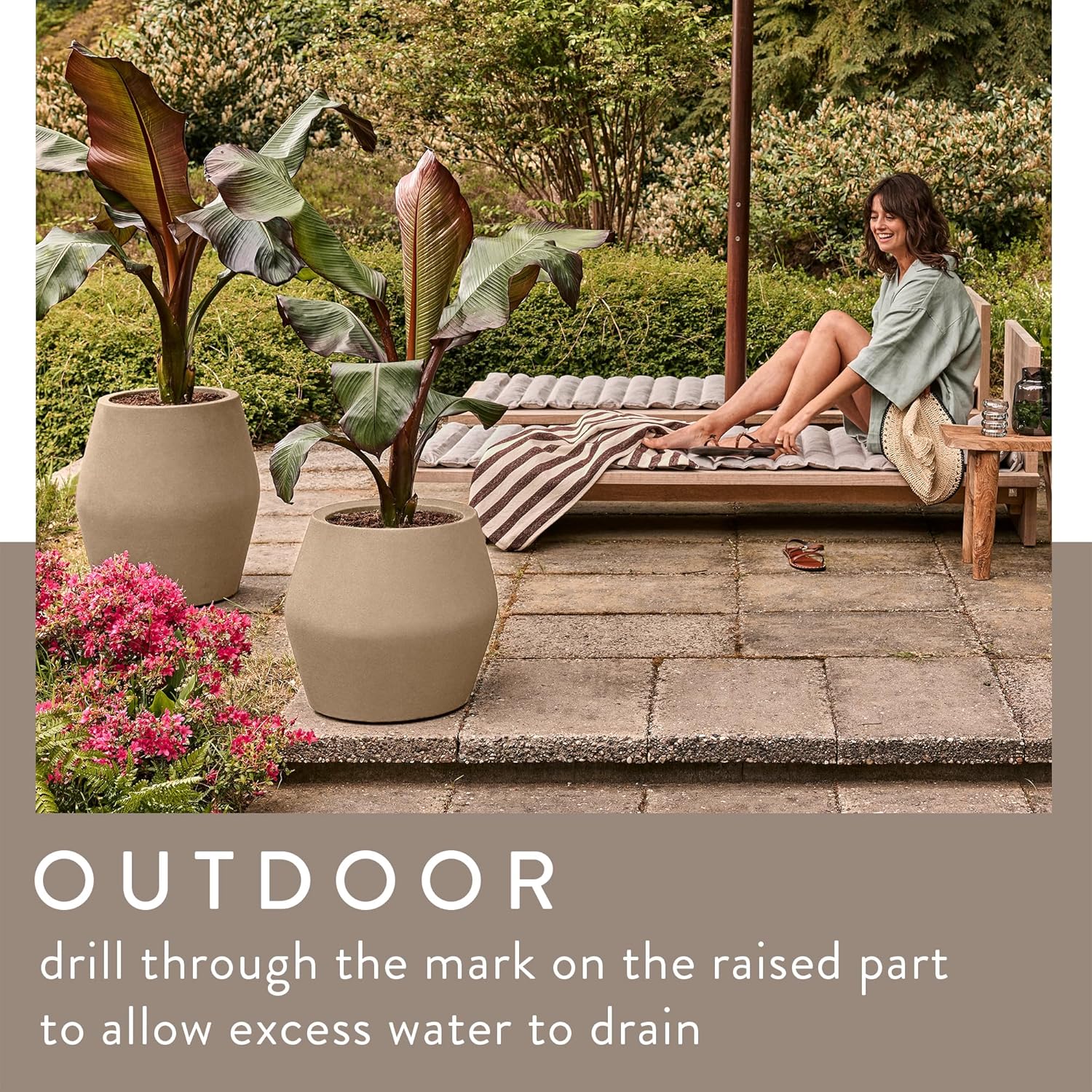 June Split 46cm High Indoor / Outdoor Pot - Balanced Beige - Image 5