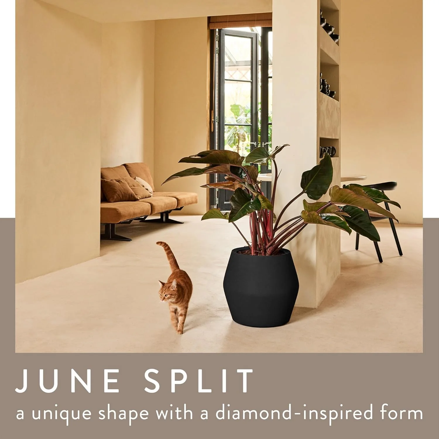 June Split 46cm Low Indoor / Outdoor Pot - Black - Image 2