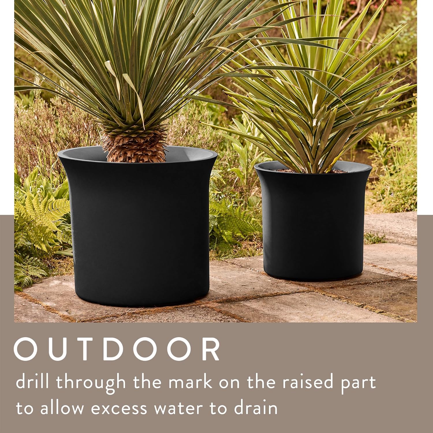 June Tulip 40cm Indoor / Outdoor Plant Pot - Black - Image 5