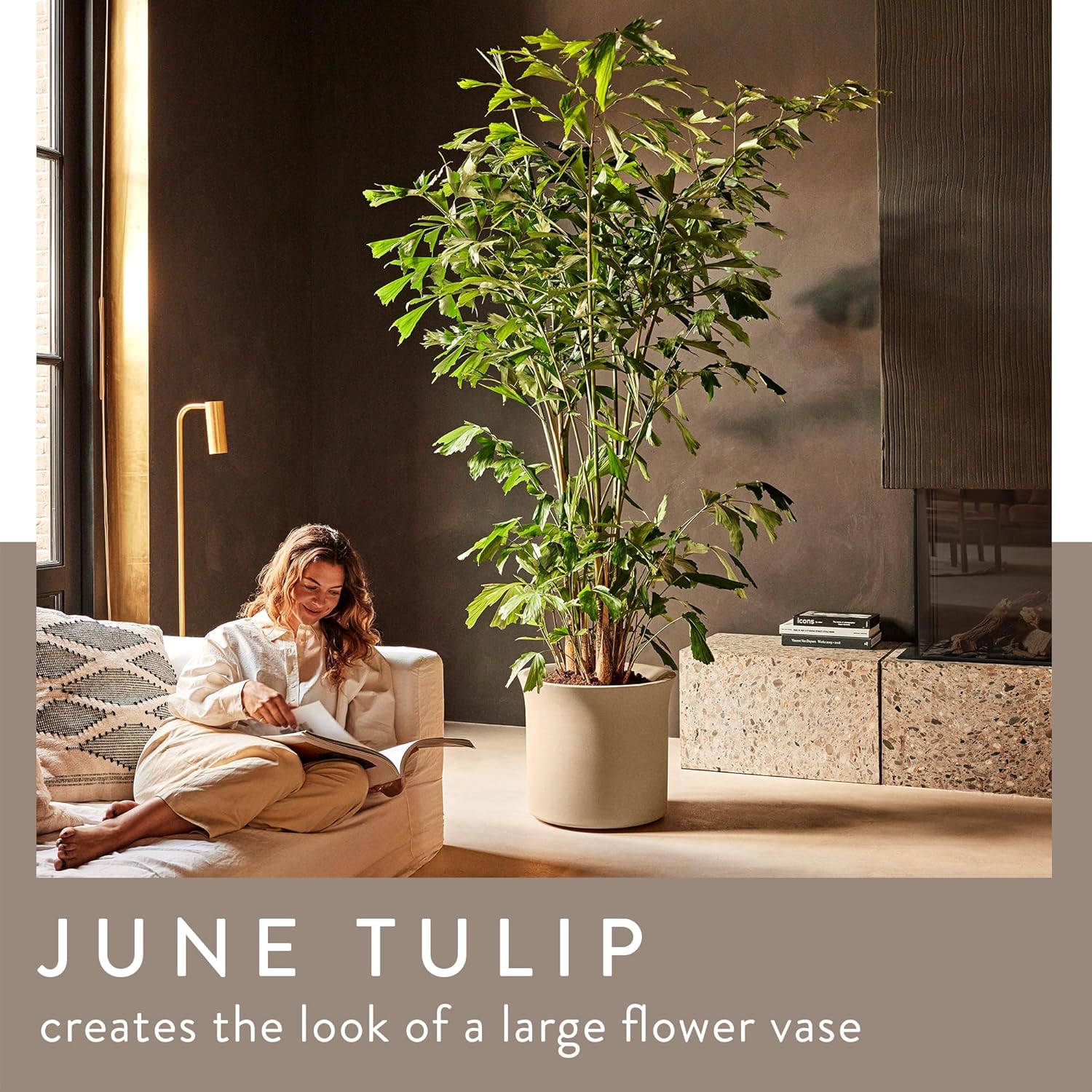 June Tulip 47cm Indoor / Outdoor Plant Pot - Balanced Beige - Image 2