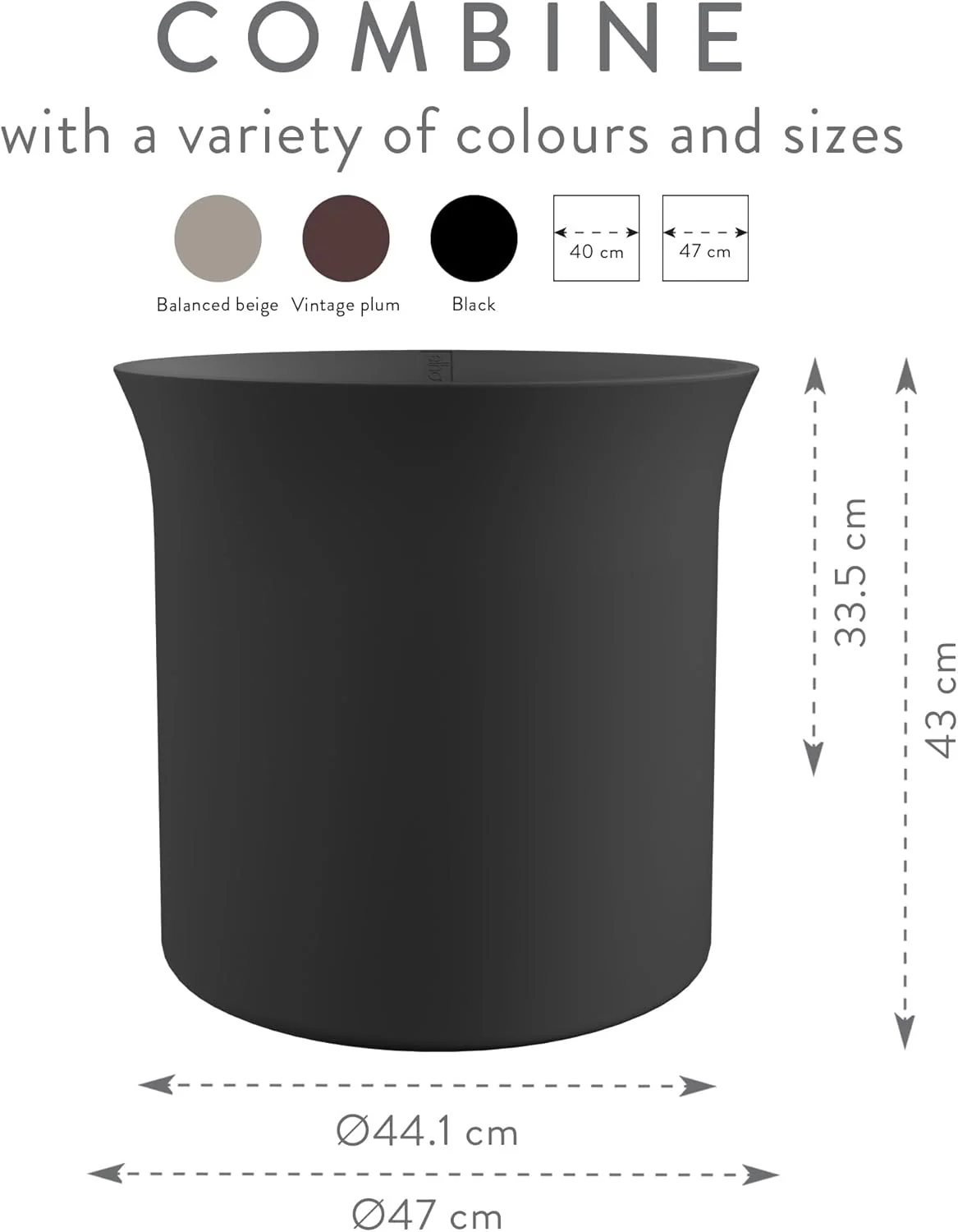 June Tulip 47cm Indoor / Outdoor Plant Pot - Black - Image 6