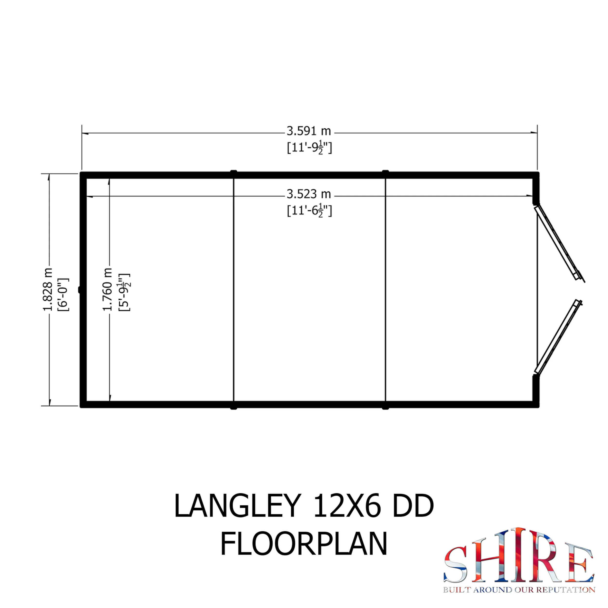 Langley 12 ft x 6 ft Shiplap Double Door Shed - Image 4