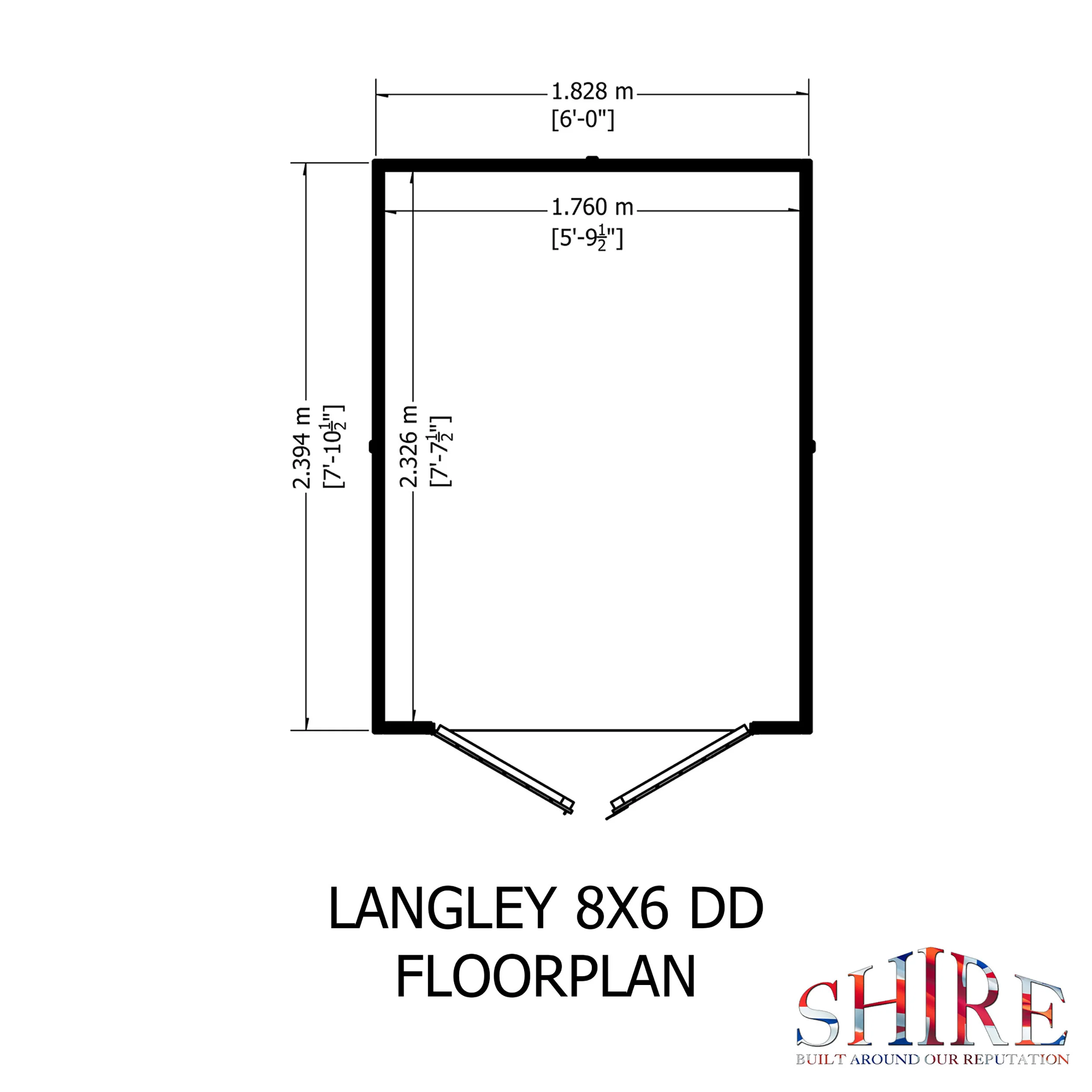 Langley 8 ft x 6 ft Shiplap Double Door Shed - Image 3