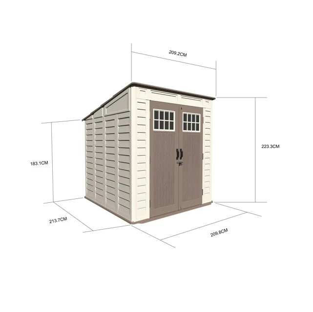 Plastic Garden Pent Shed Heavy Duty 10 Year Warranty Windproof !! Grey 7x7 - Image 6