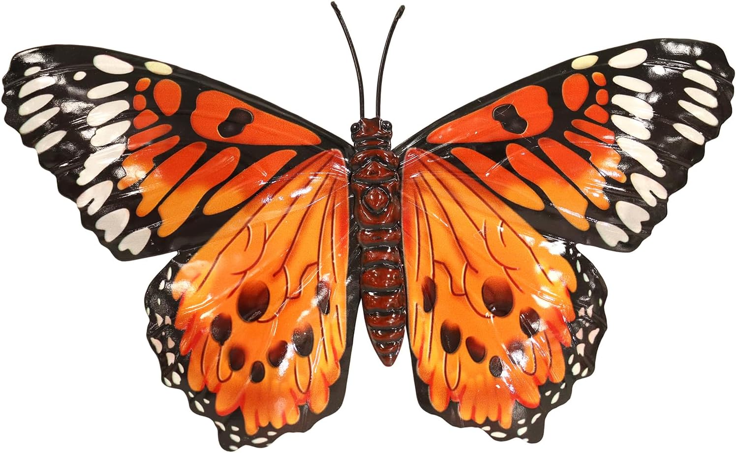 Medium Orange Butterfly Metal Wall Art