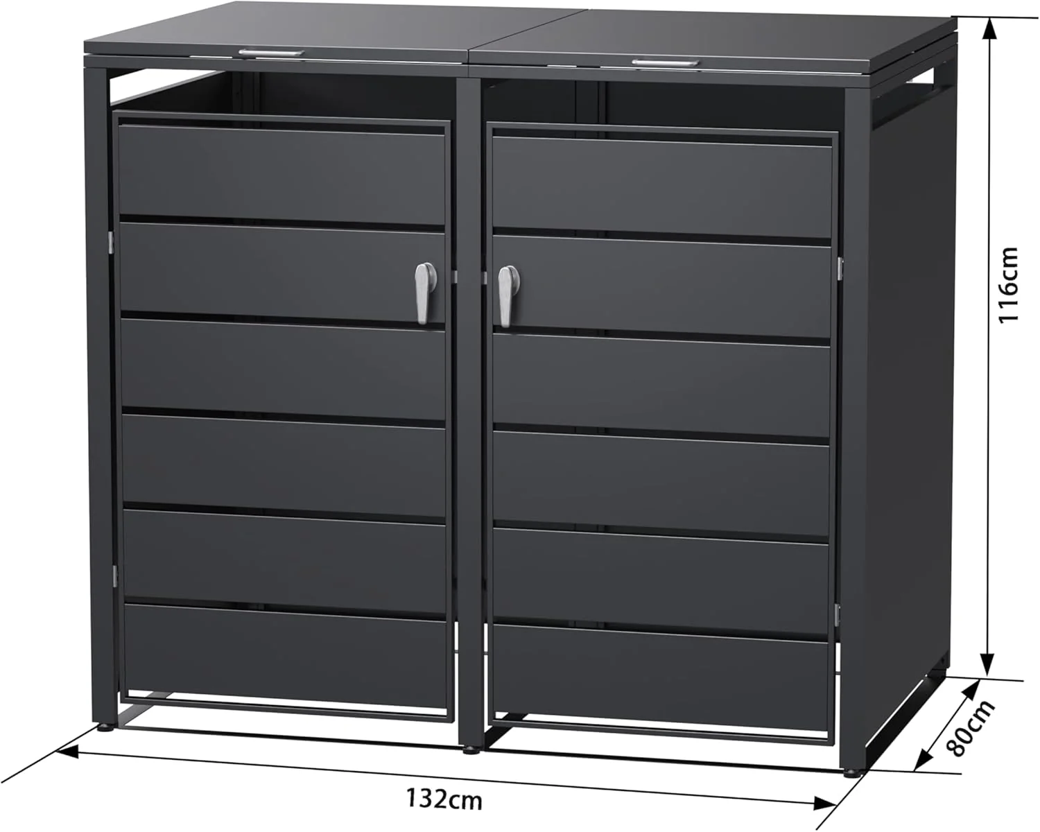 Modern Wheelie Bin Storage - Double Bin - Anthracite - Image 4