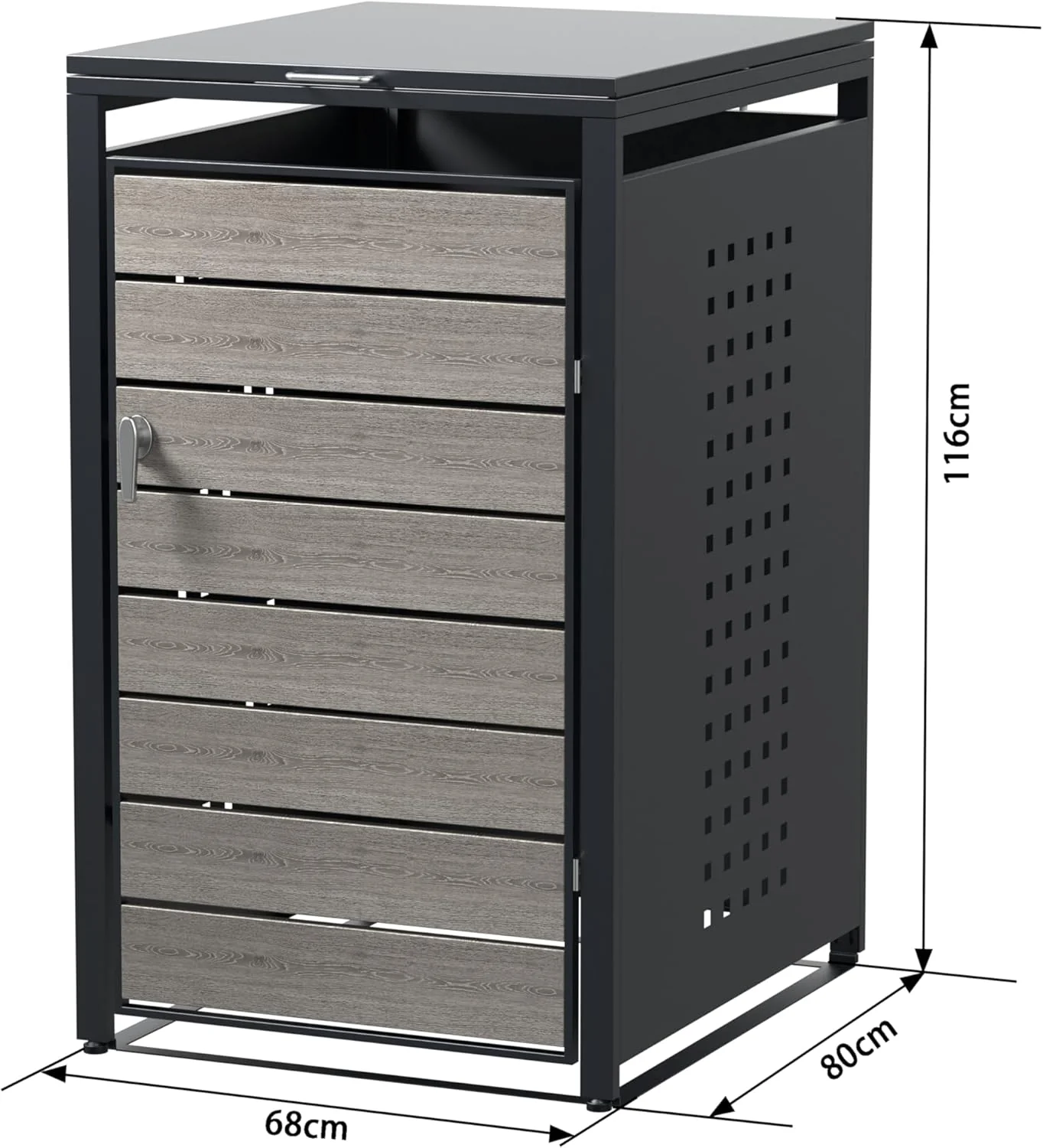 Modern Wheelie Bin Storage - Single Bin - Wood Grain - Image 4
