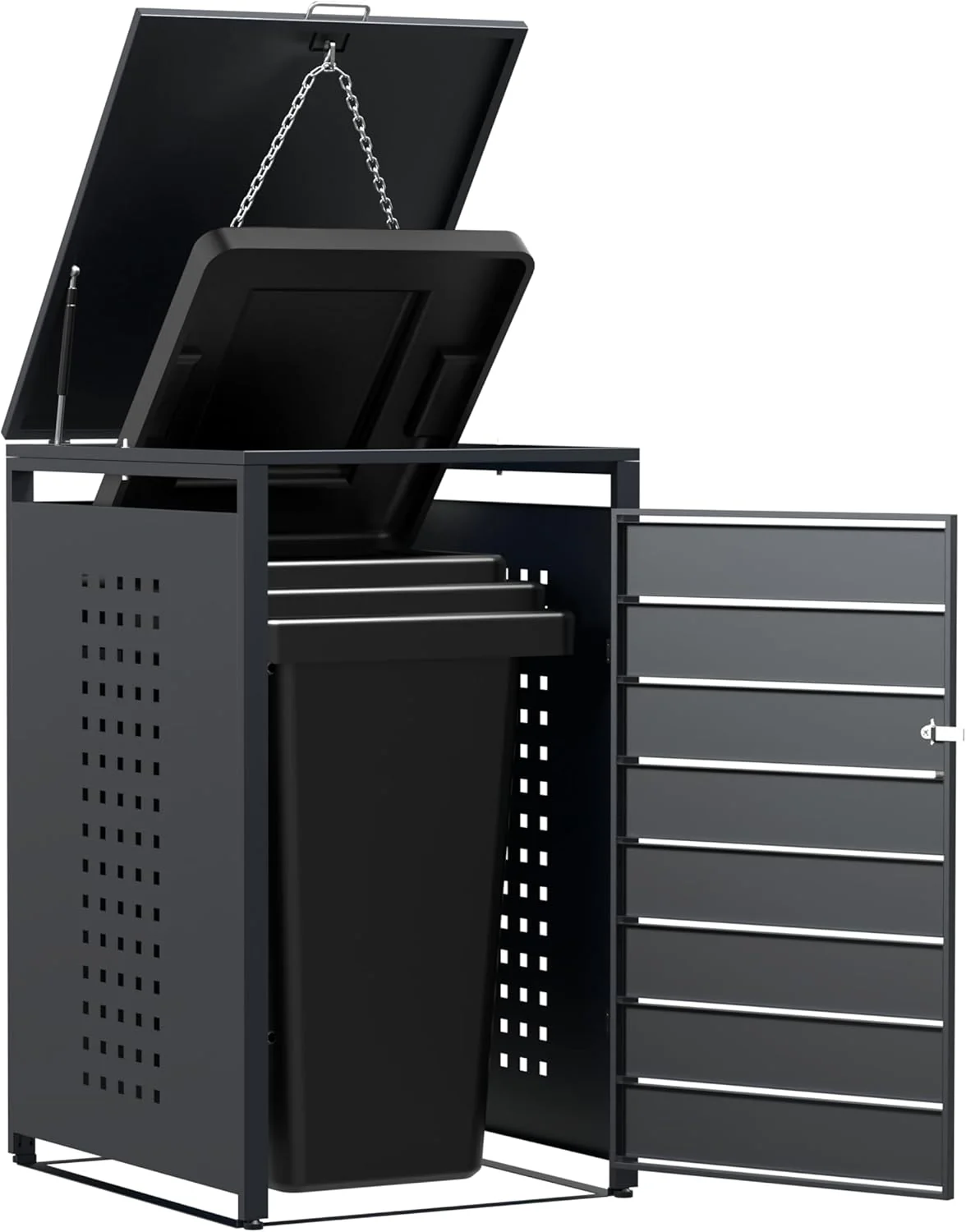 Modern Wheelie Bin Storage - Single Bin - Wood Grain - Image 9