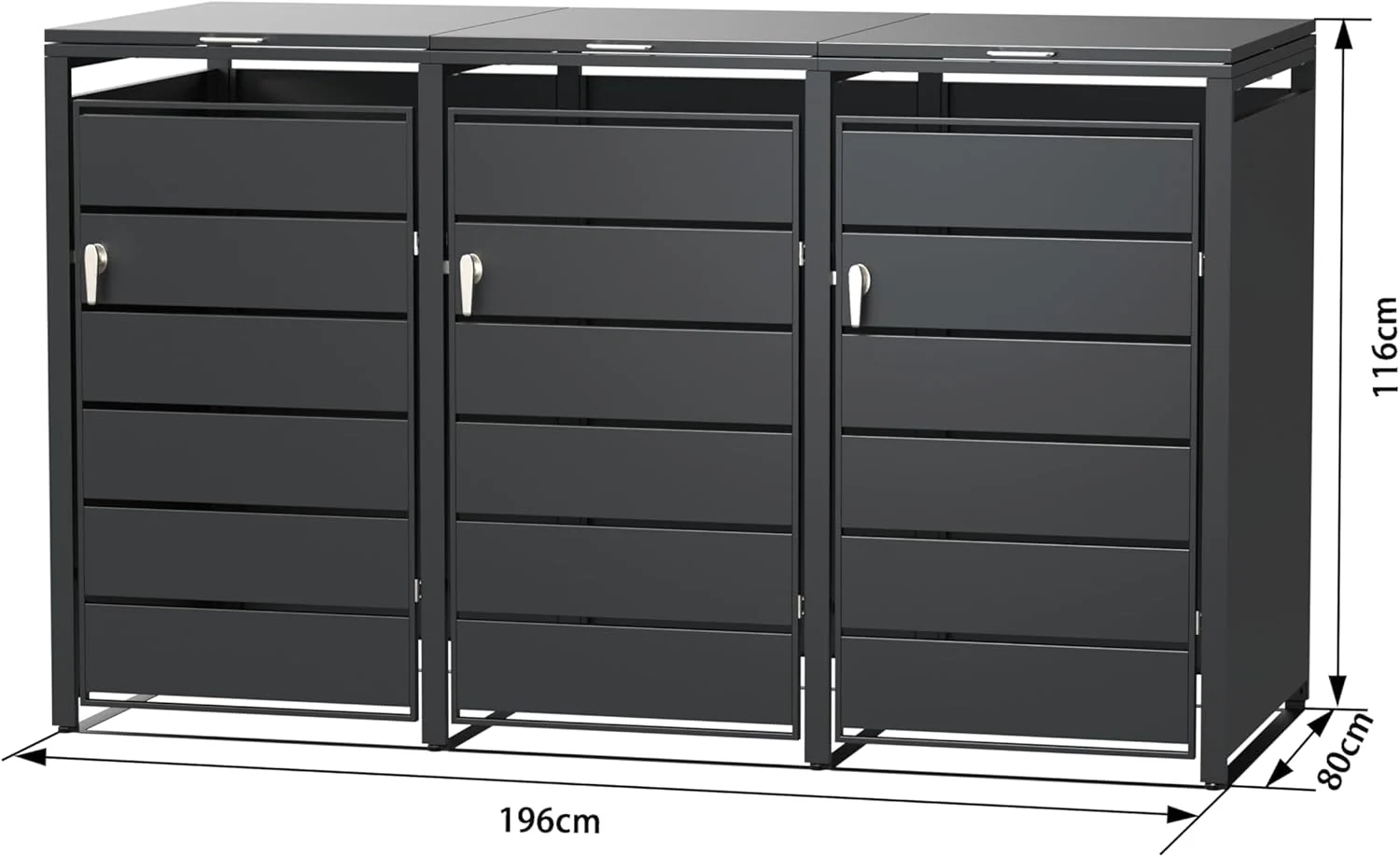 Modern Wheelie Bin Storage - Triple Bin - Anthracite - Image 4