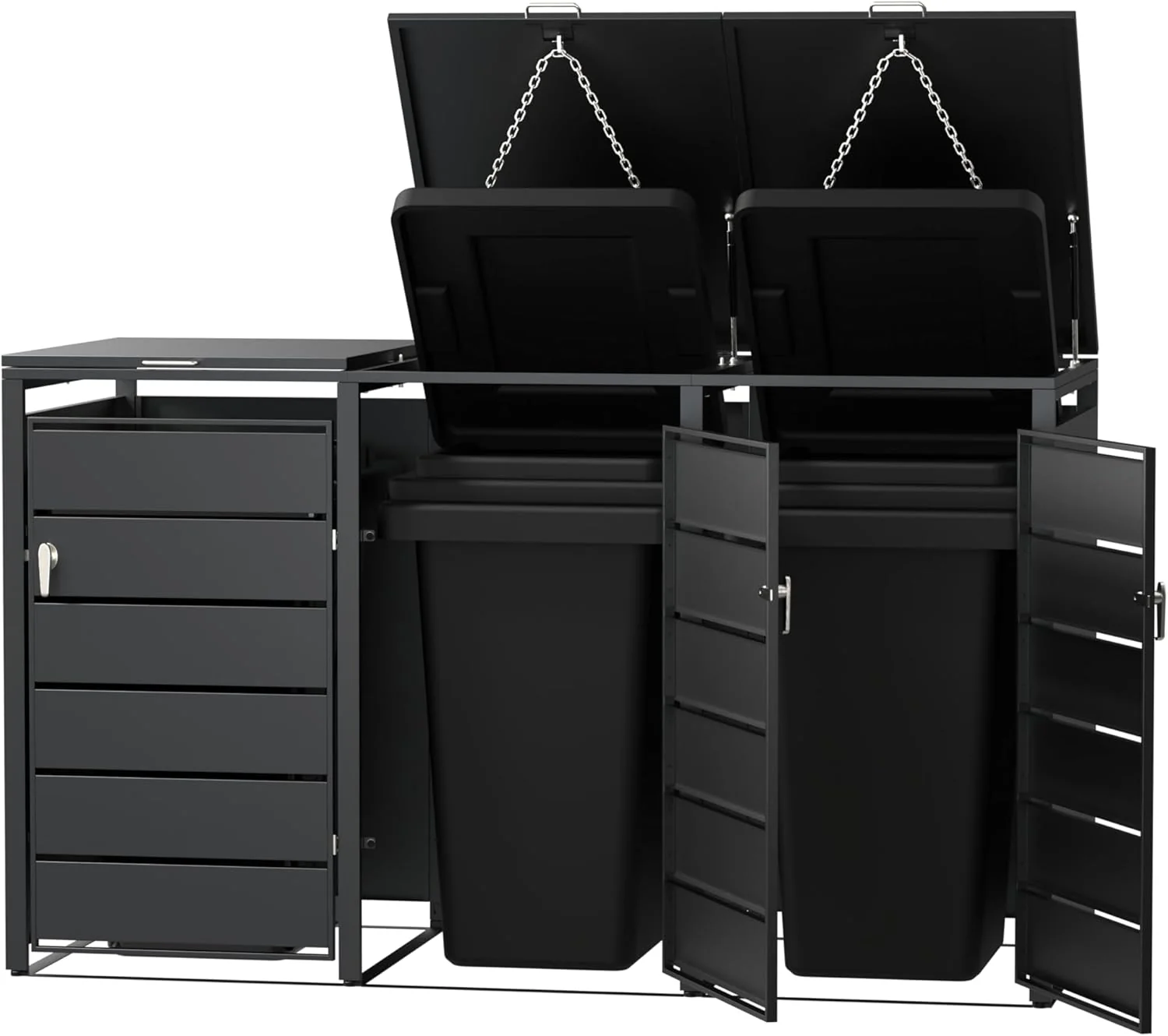 Modern Wheelie Bin Storage - Triple Bin - Anthracite - Image 5