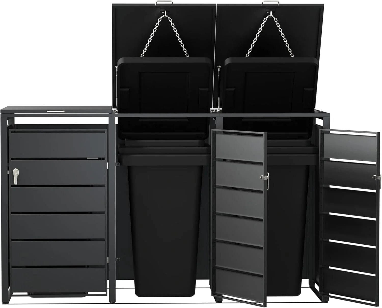 Modern Wheelie Bin Storage - Triple Bin - Anthracite - Image 8