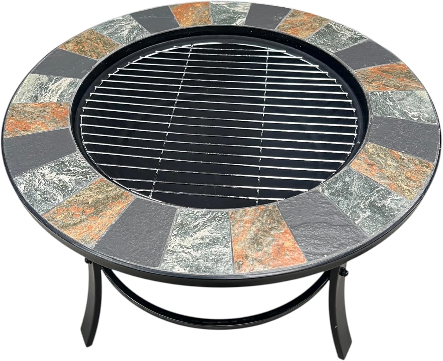 Mosaic Slate Fire Pit with Poker - Image 4