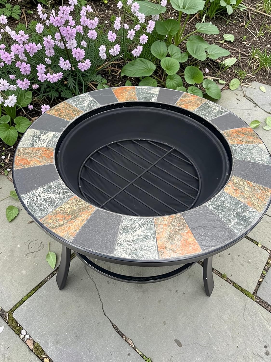 Mosaic Slate Fire Pit with Poker - Image 5