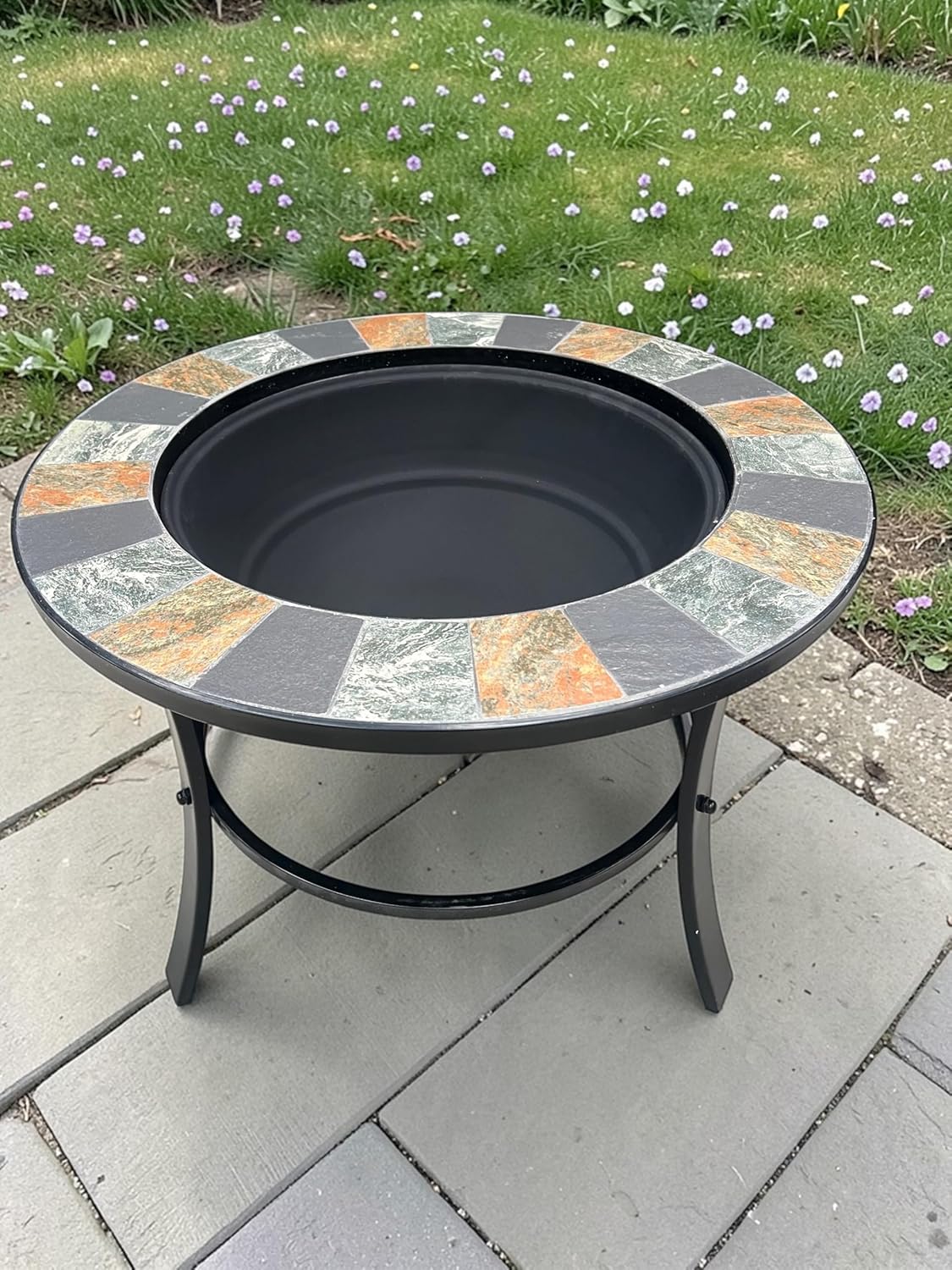 Mosaic Slate Fire Pit with Poker - Image 9