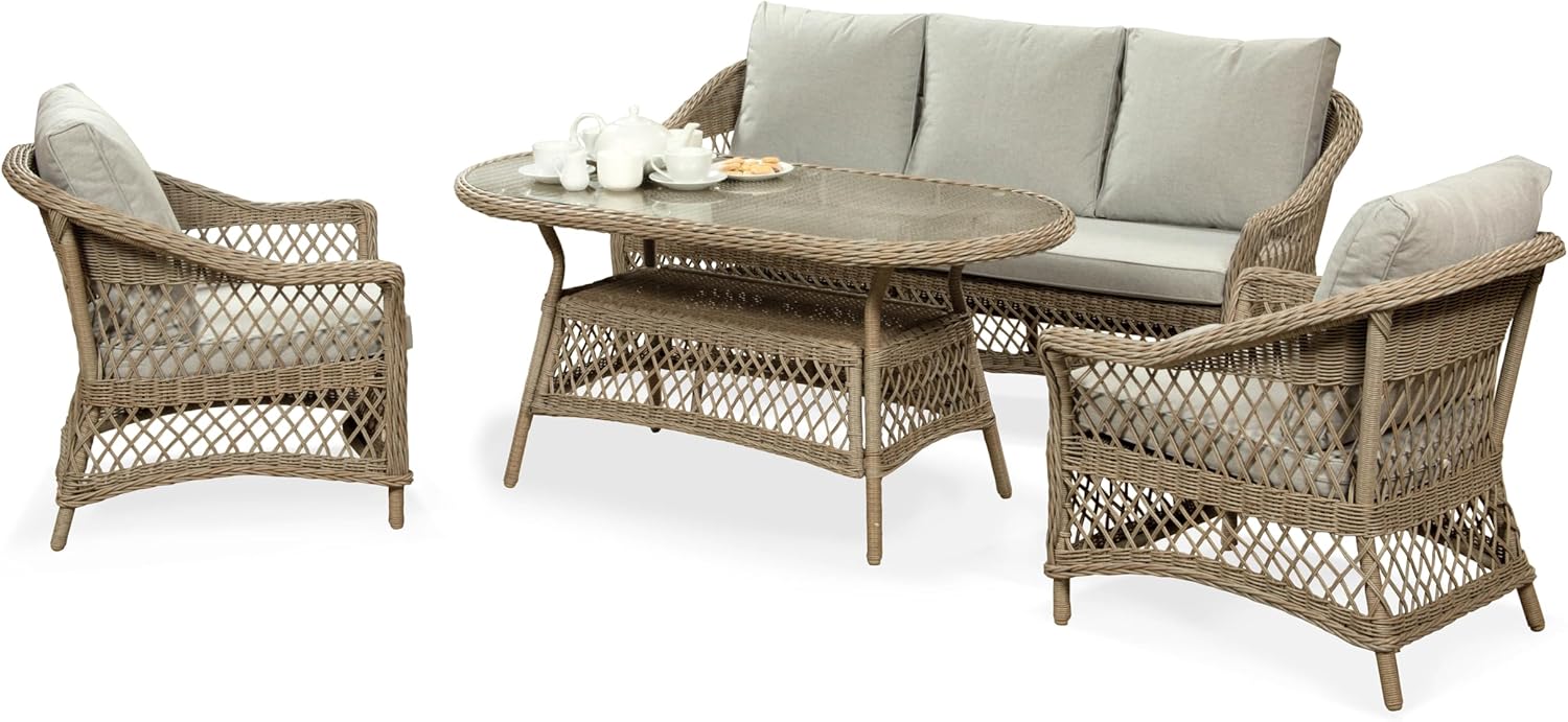 Palermo Serena 3 Seat Rattan Sofa Lounge Set - Image 3