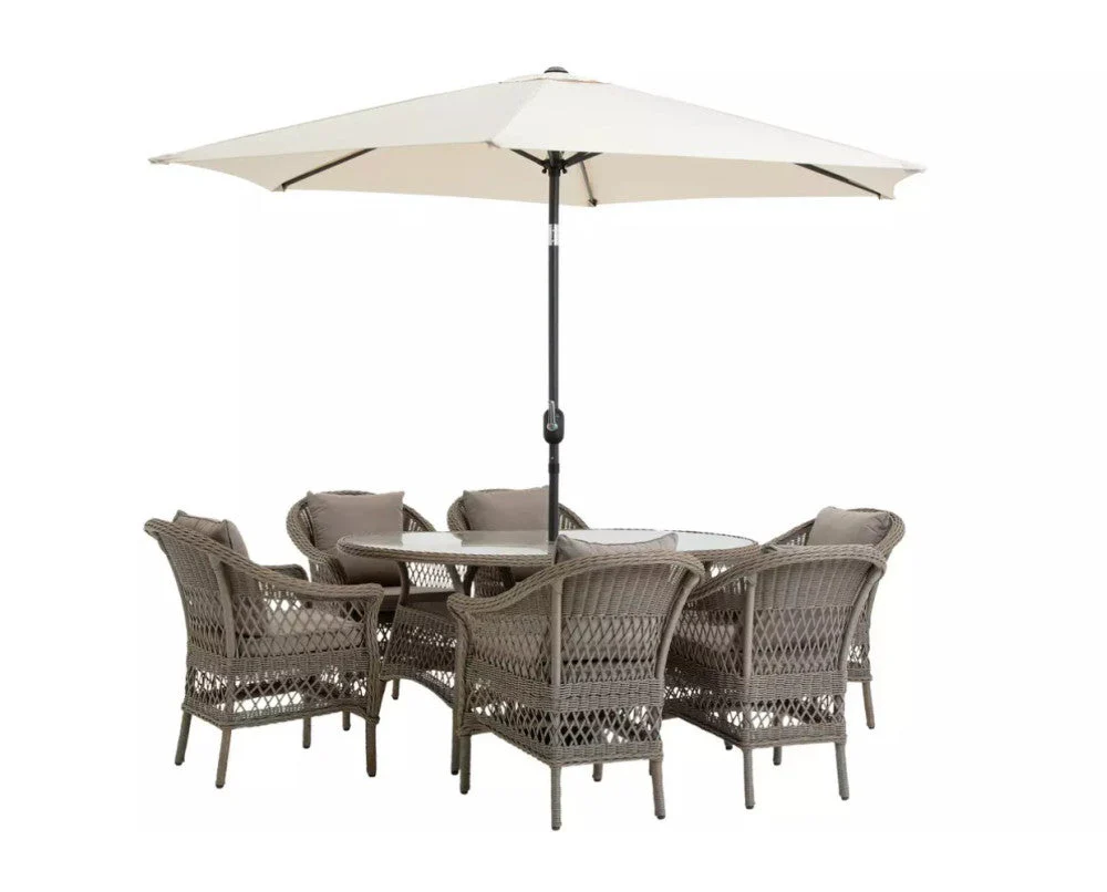 Palermo Serena 6 Seat Dining Set with Parasol - Image 3