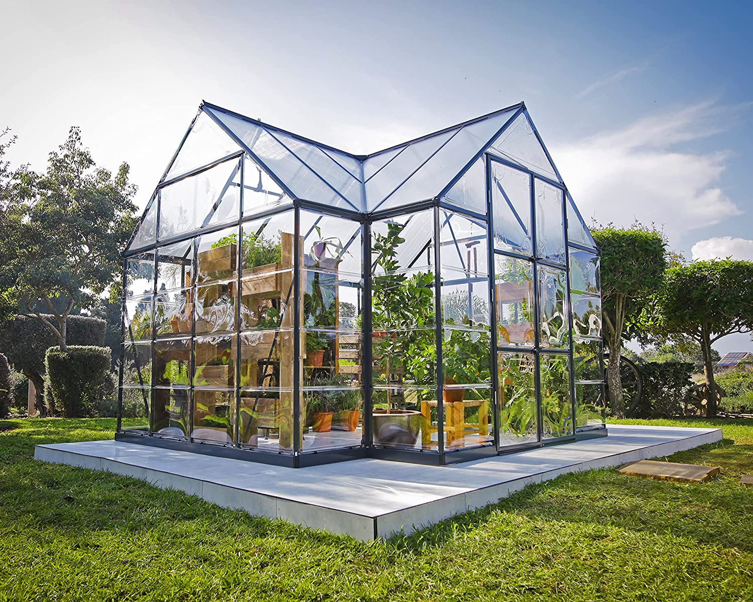 Victory Orangery 10' x 12' Greenhouse - Grey Frame & Hybrid Polycarbonate Panels