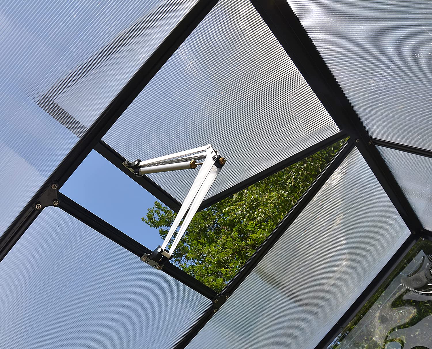 Victory Orangery 10' x 12' Greenhouse - Grey Frame & Hybrid Polycarbonate Panels - Image 11
