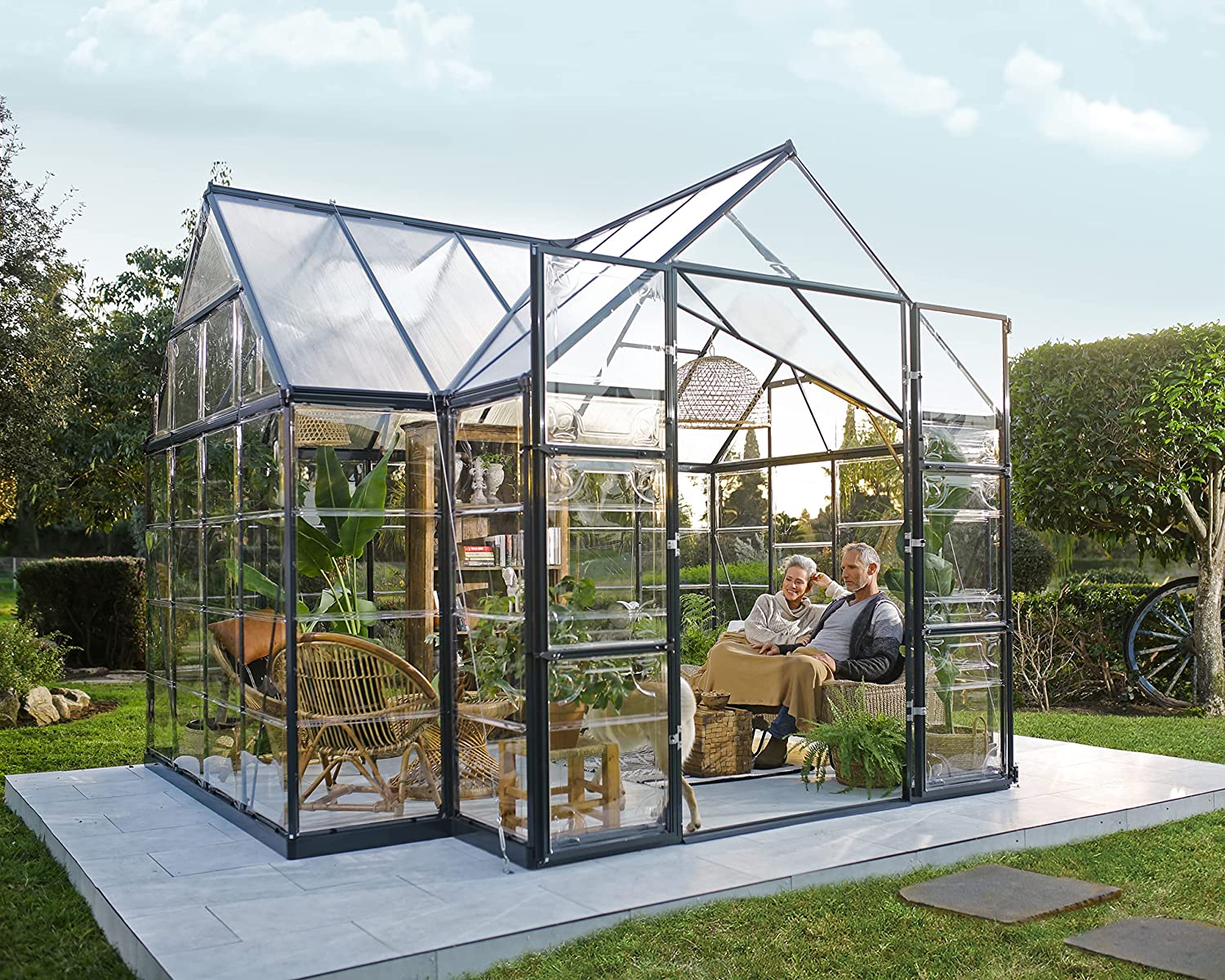 Victory Orangery 10' x 12' Greenhouse - Grey Frame & Hybrid Polycarbonate Panels - Image 2