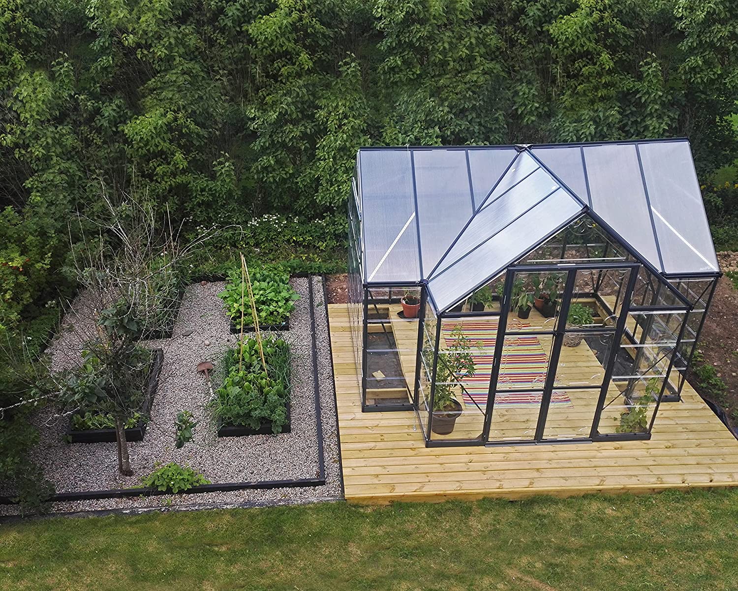 Victory Orangery 10' x 12' Greenhouse - Grey Frame & Hybrid Polycarbonate Panels - Image 3