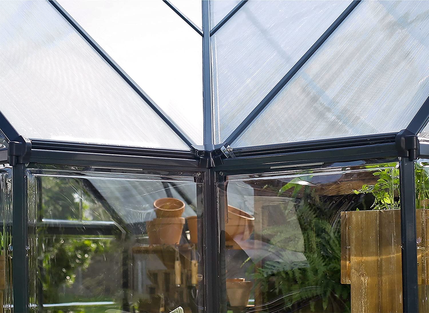 Victory Orangery 10' x 12' Greenhouse - Grey Frame & Hybrid Polycarbonate Panels - Image 5