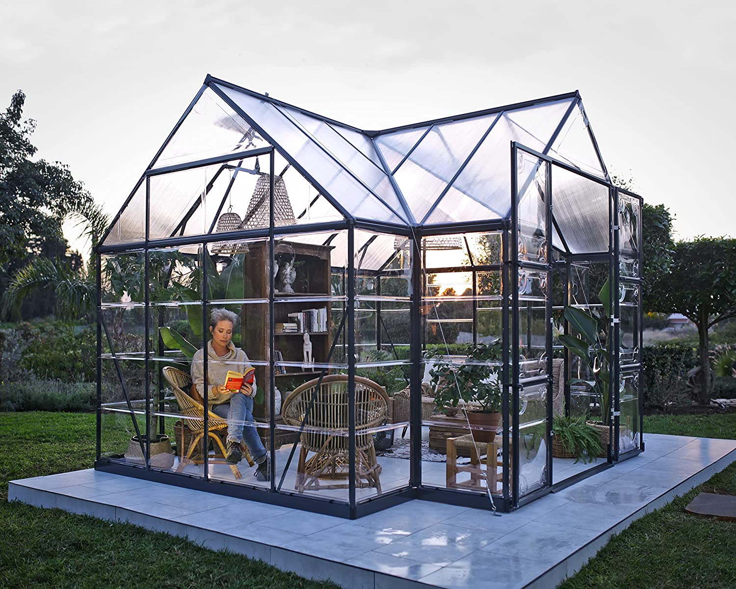 Victory Orangery 10' x 12' Greenhouse - Grey Frame & Hybrid Polycarbonate Panels - Image 6
