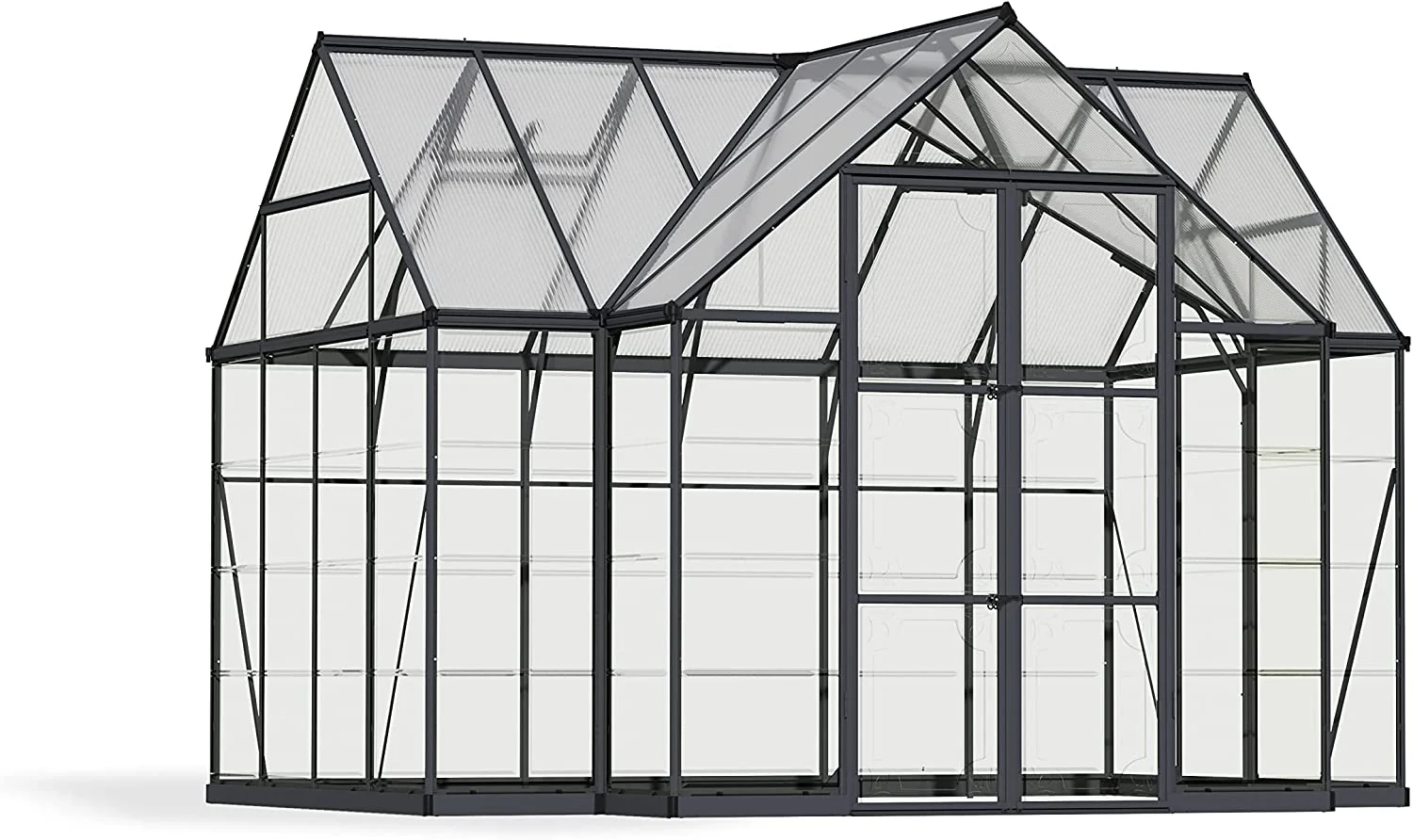 Victory Orangery 10' x 12' Greenhouse - Grey Frame & Hybrid Polycarbonate Panels - Image 7