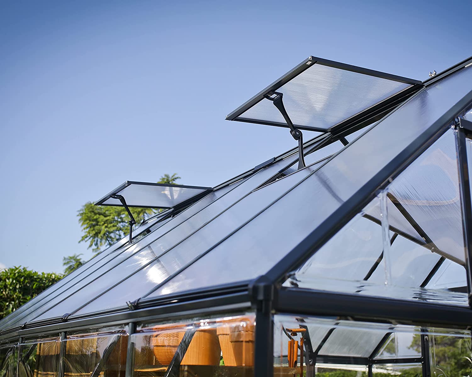 Victory Orangery 10' x 12' Greenhouse - Grey Frame & Hybrid Polycarbonate Panels - Image 8